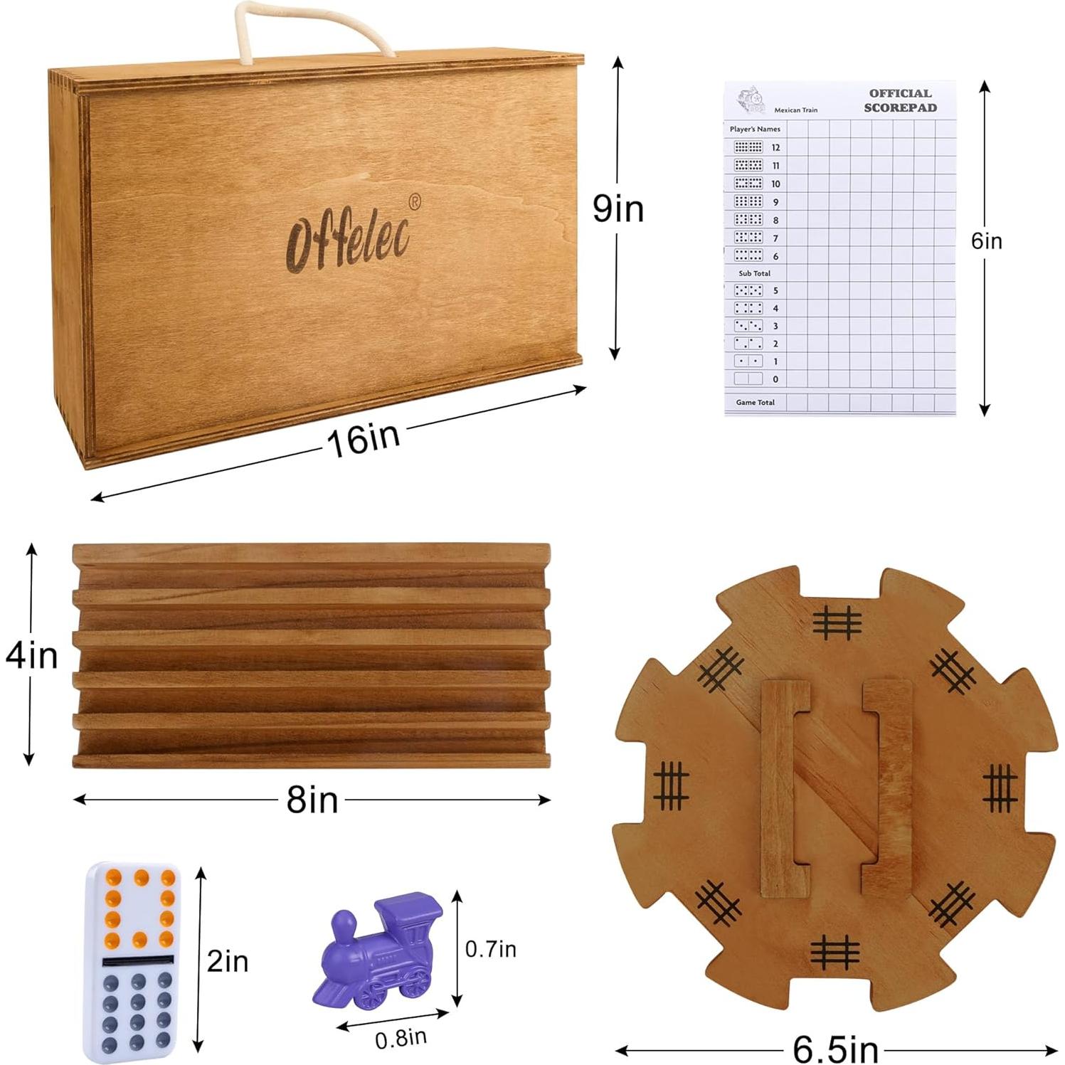 Juego de Dominó Mexicano Doble 12 Offelec con Caja de Madera