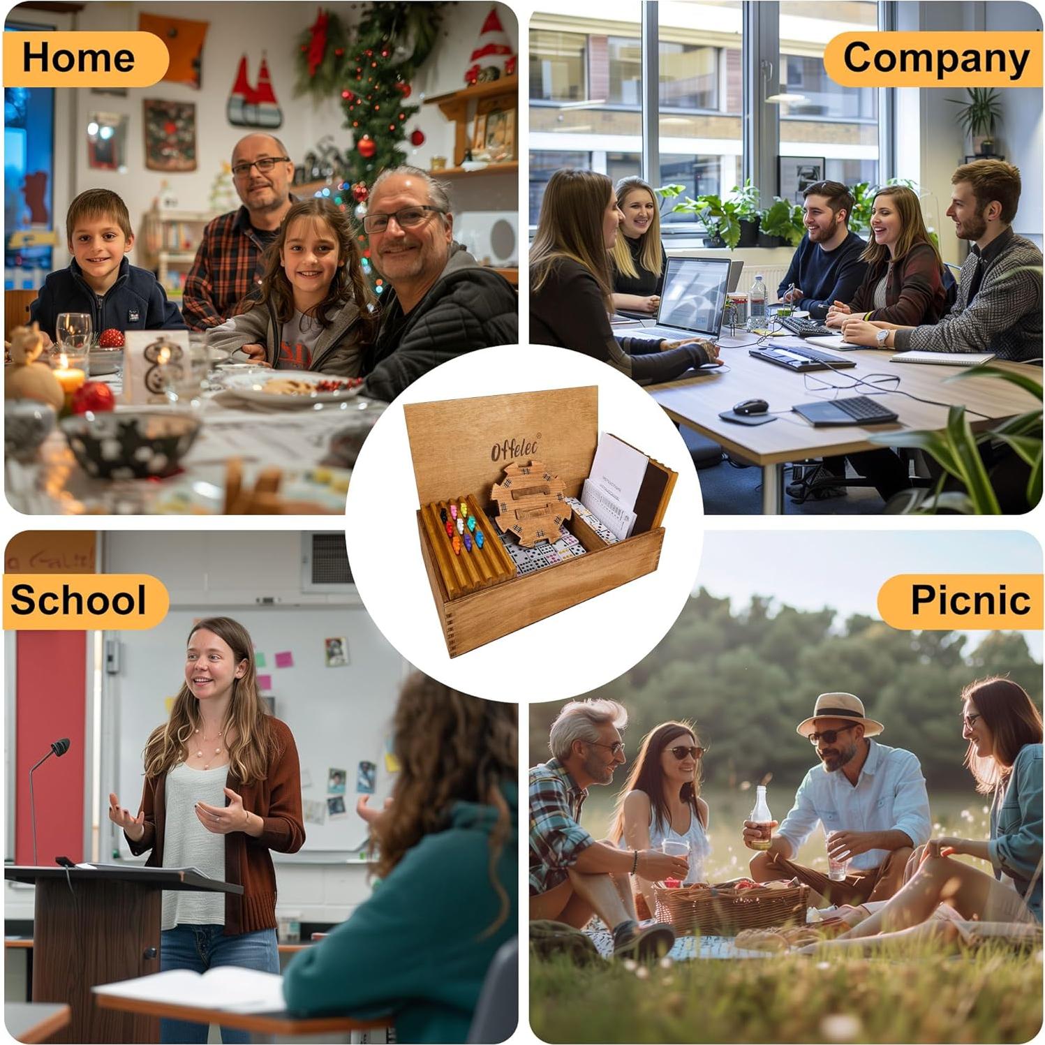 Juego de Dominó Mexicano Doble 12 Offelec con Caja de Madera