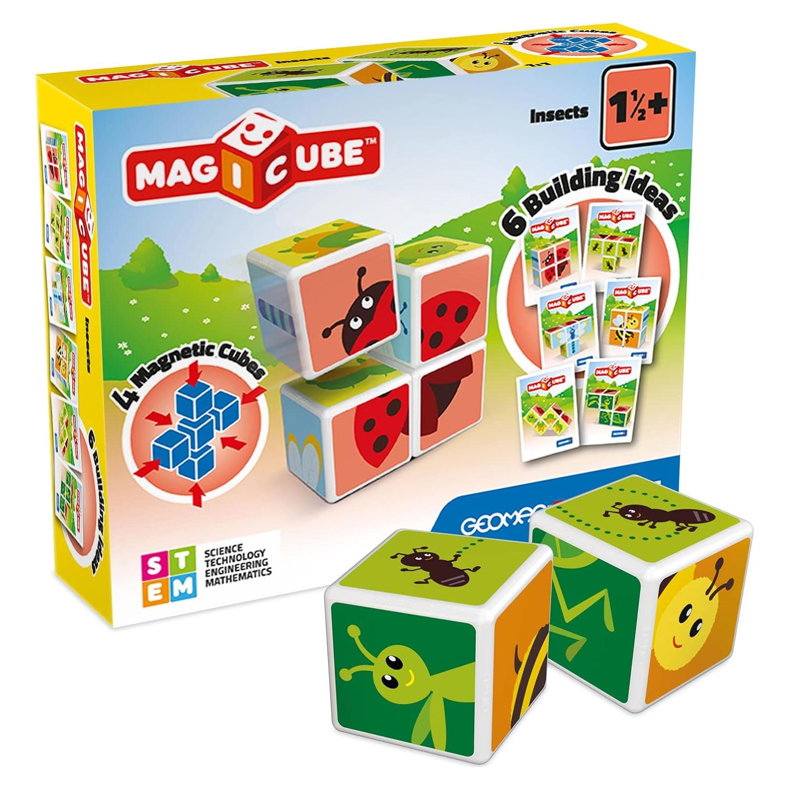 Geomag Magicube Insect 4 Piezas - Bloques Magnéticos para Niños 1-3 Años