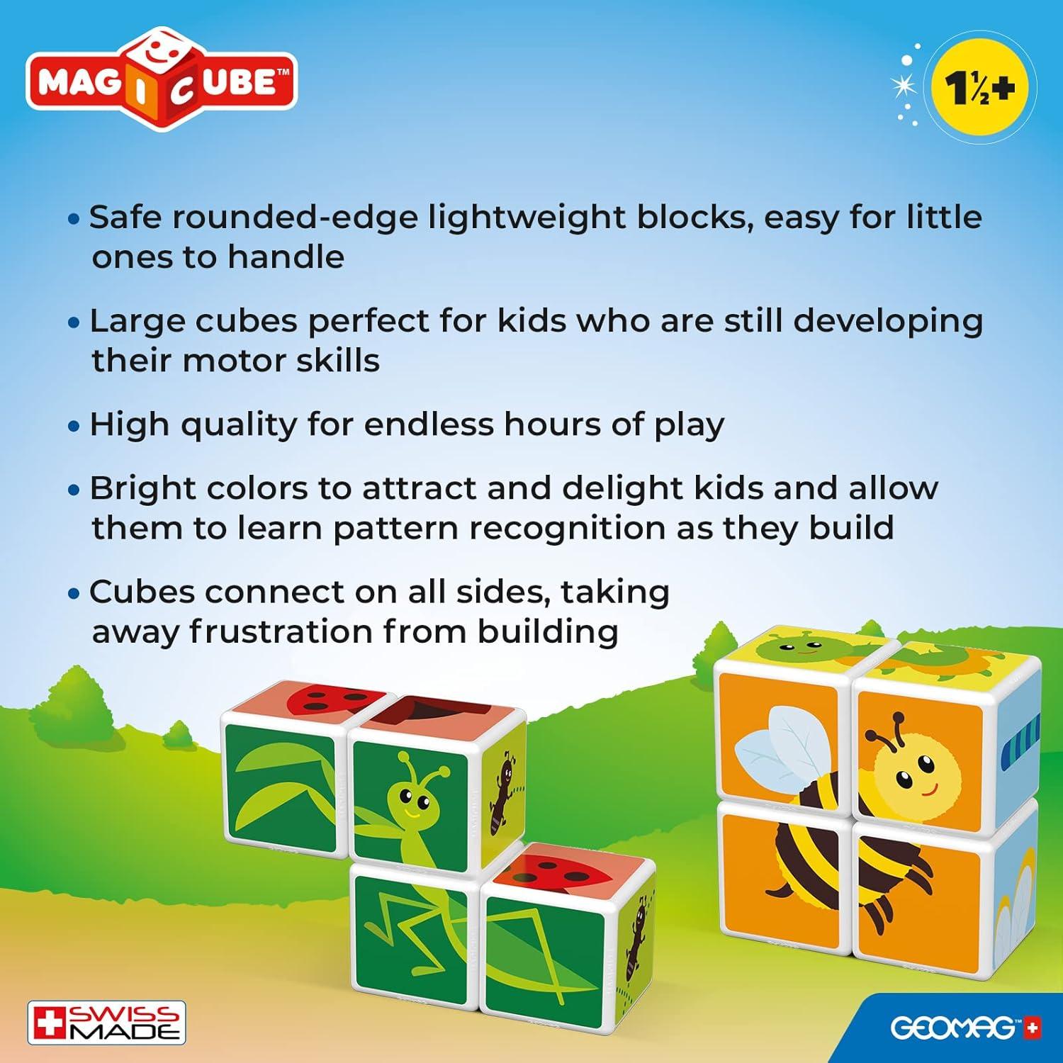 Geomag Magicube Insect 4 Piezas - Bloques Magnéticos para Niños 1-3 Años