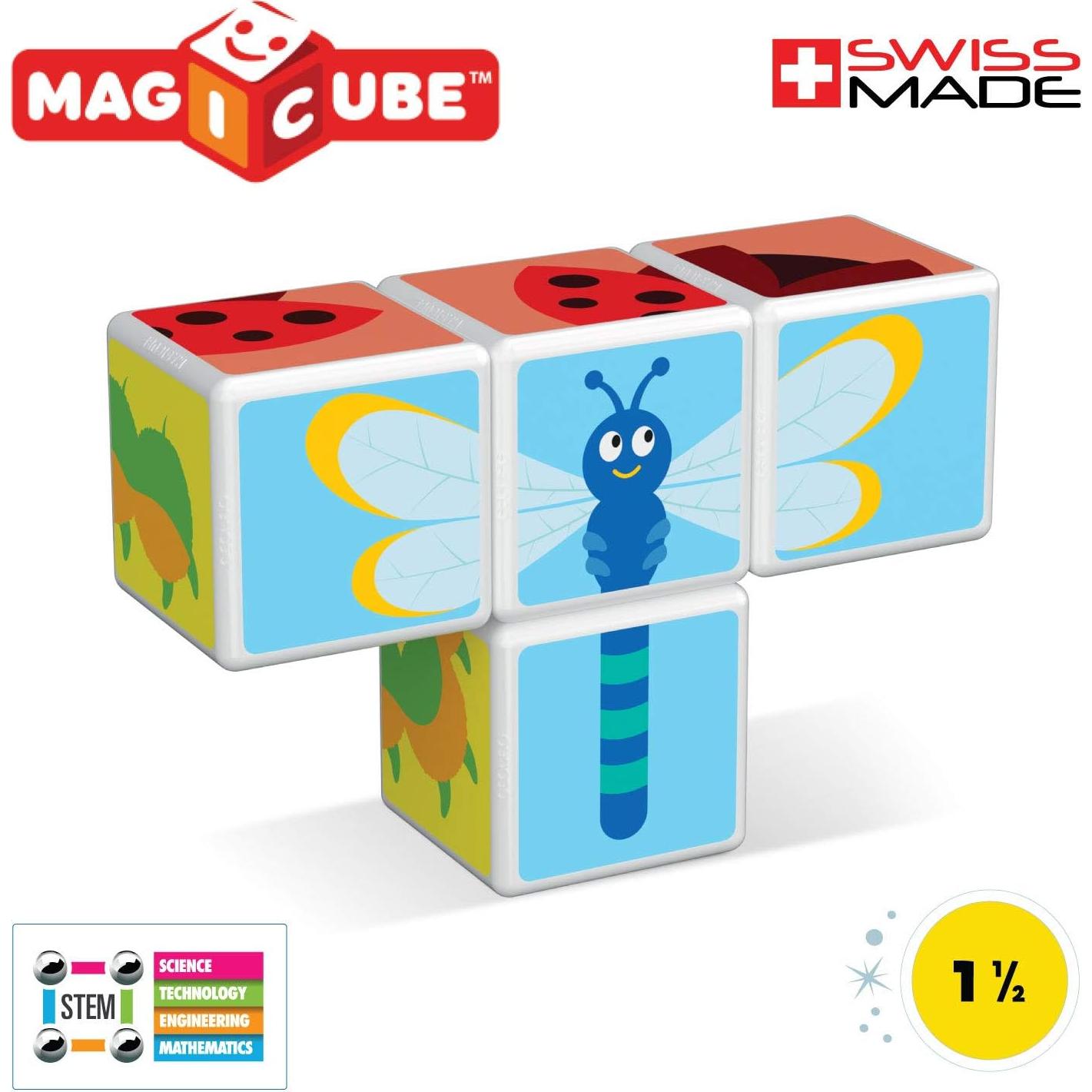Geomag Magicube Insect 4 Piezas - Bloques Magnéticos para Niños 1-3 Años