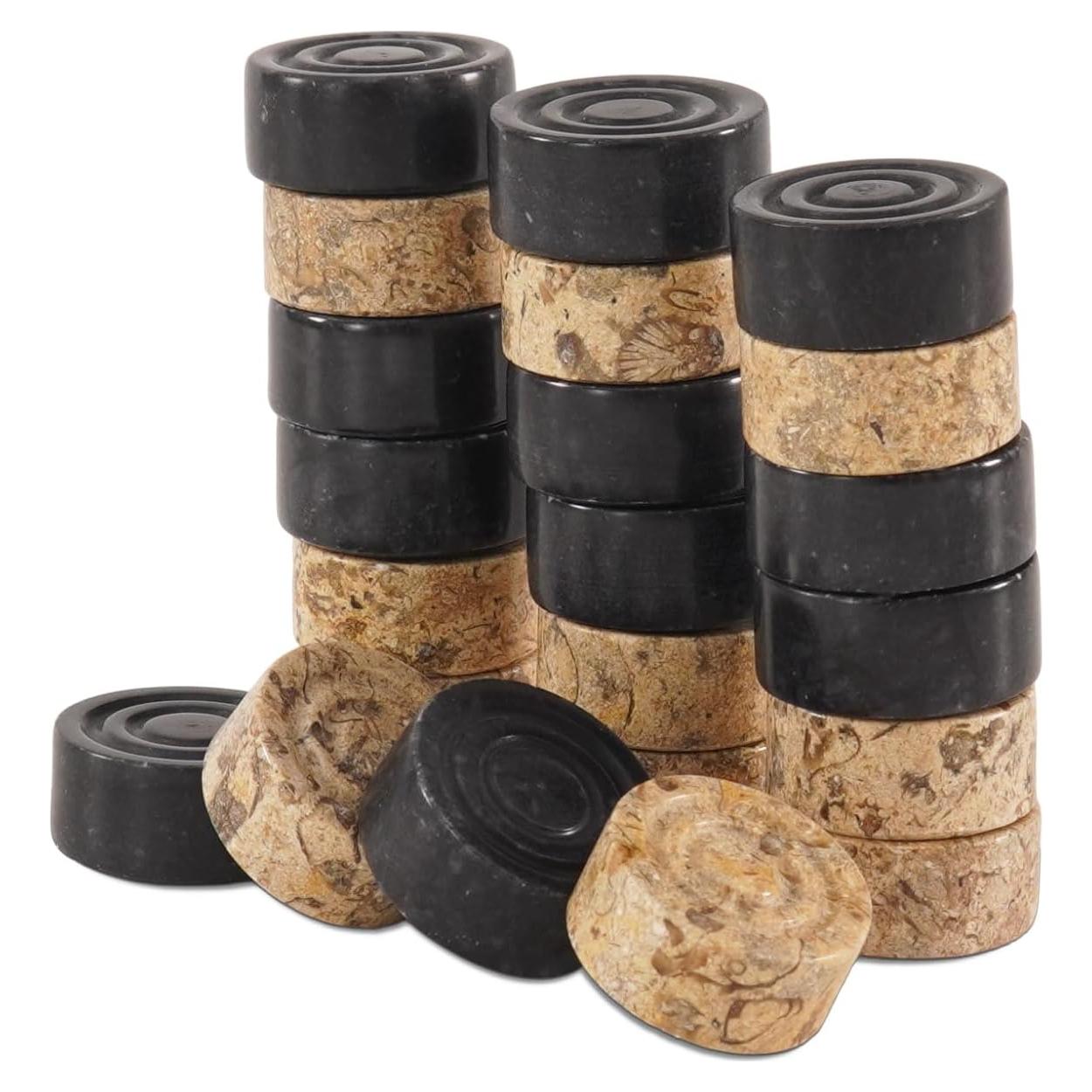 Juego de Damas de Mármol Radicaln 32 Piezas Negro y Coral