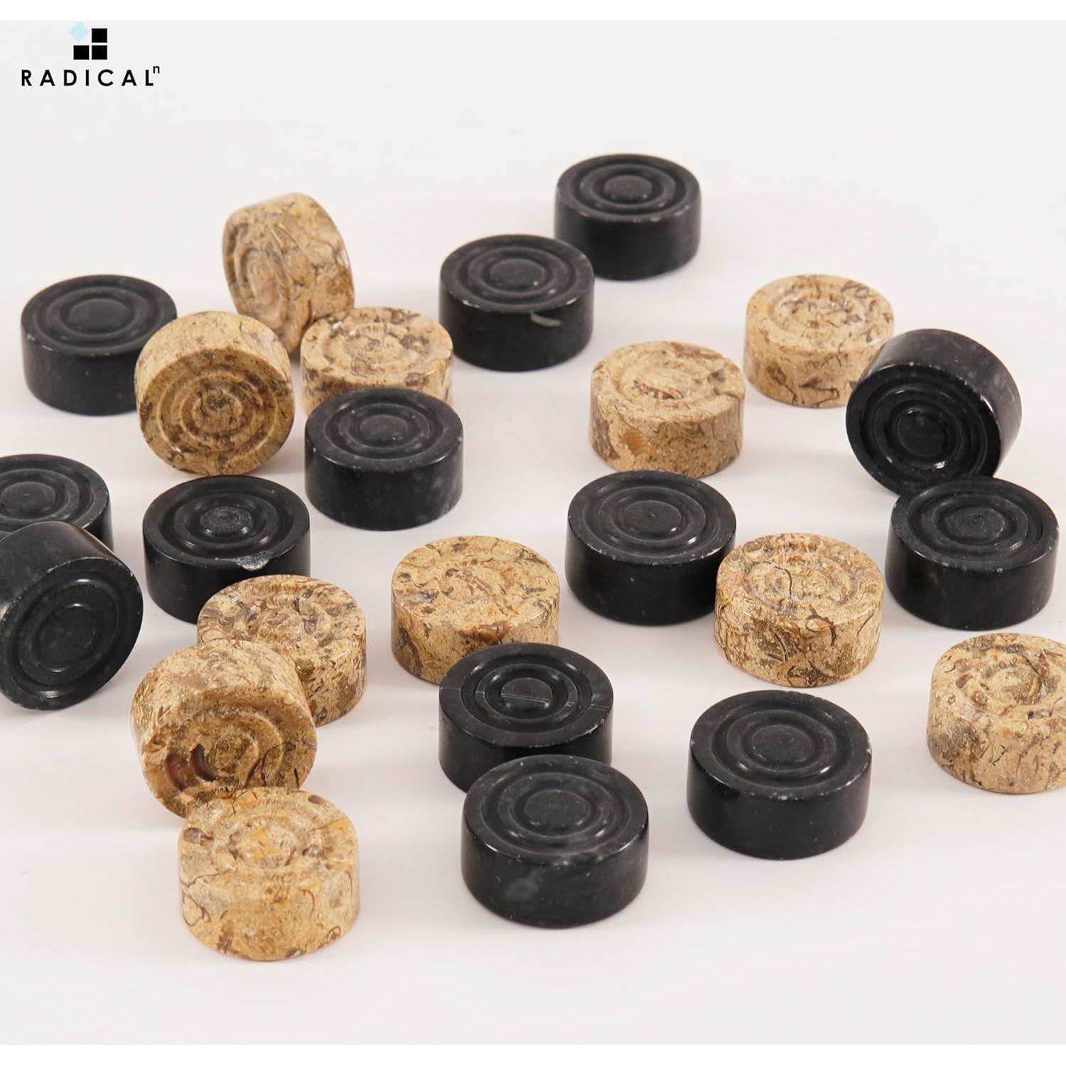 Juego de Damas de Mármol Radicaln 32 Piezas Negro y Coral