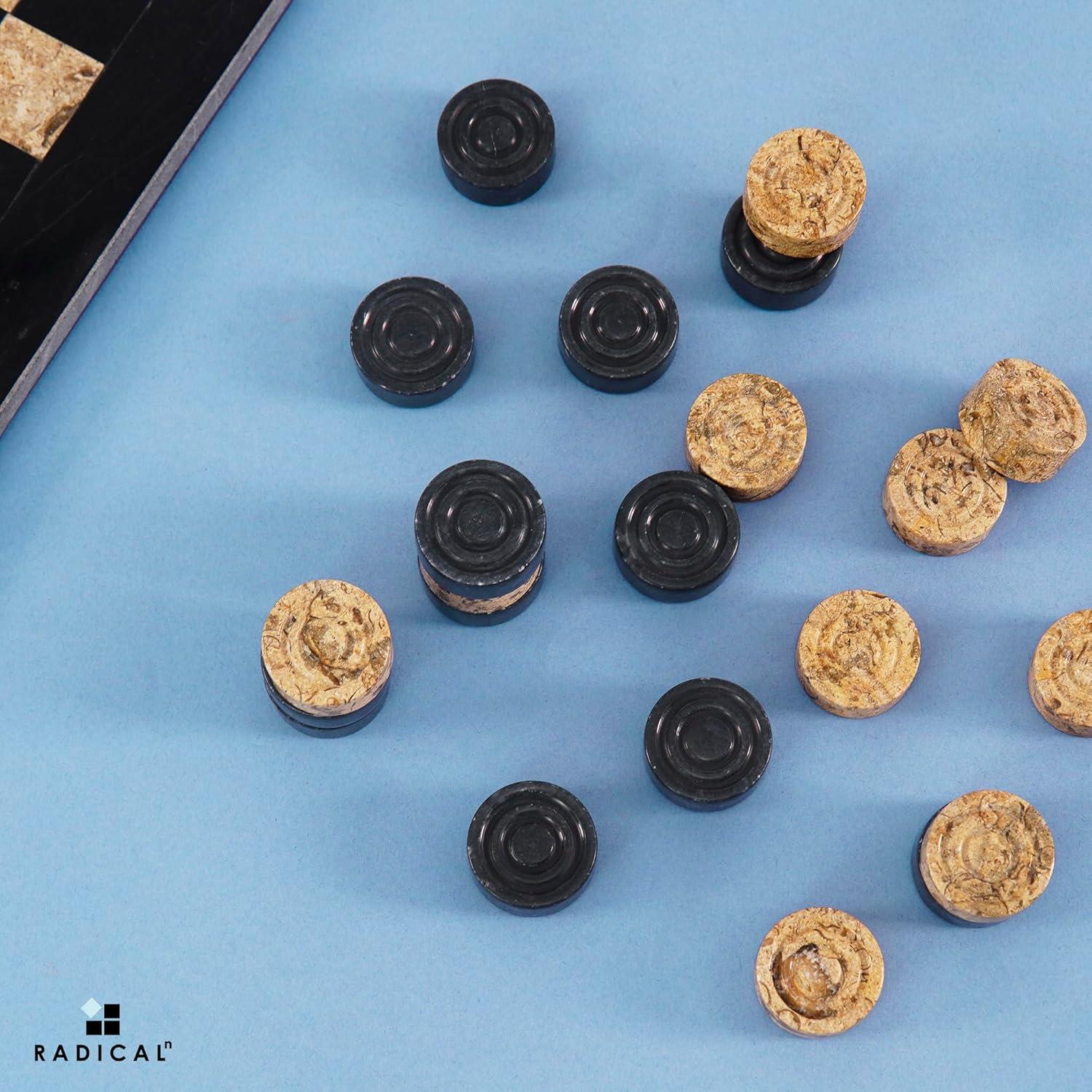 Juego de Damas de Mármol Radicaln 32 Piezas Negro y Coral