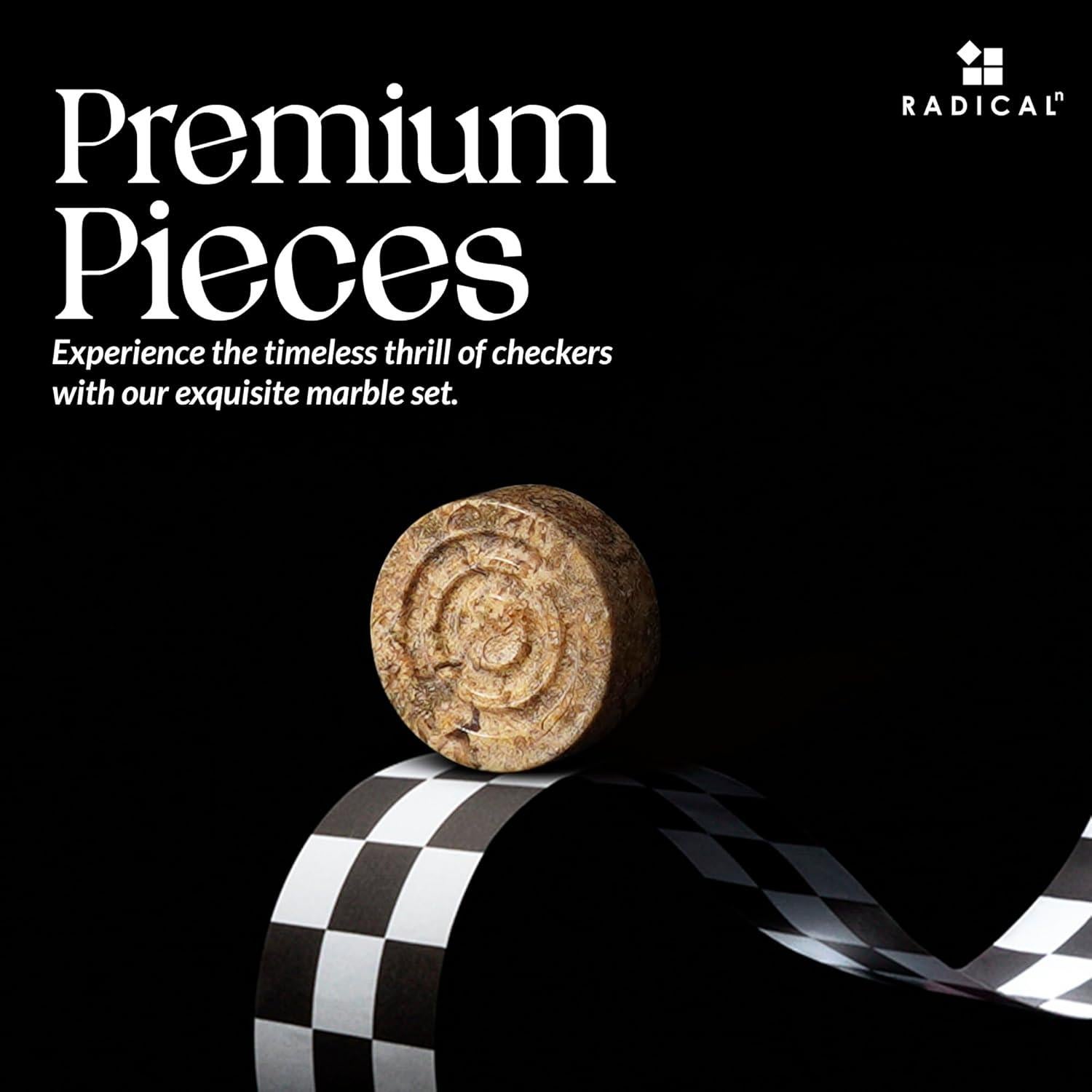 Juego de Damas de Mármol Radicaln 32 Piezas Negro y Coral