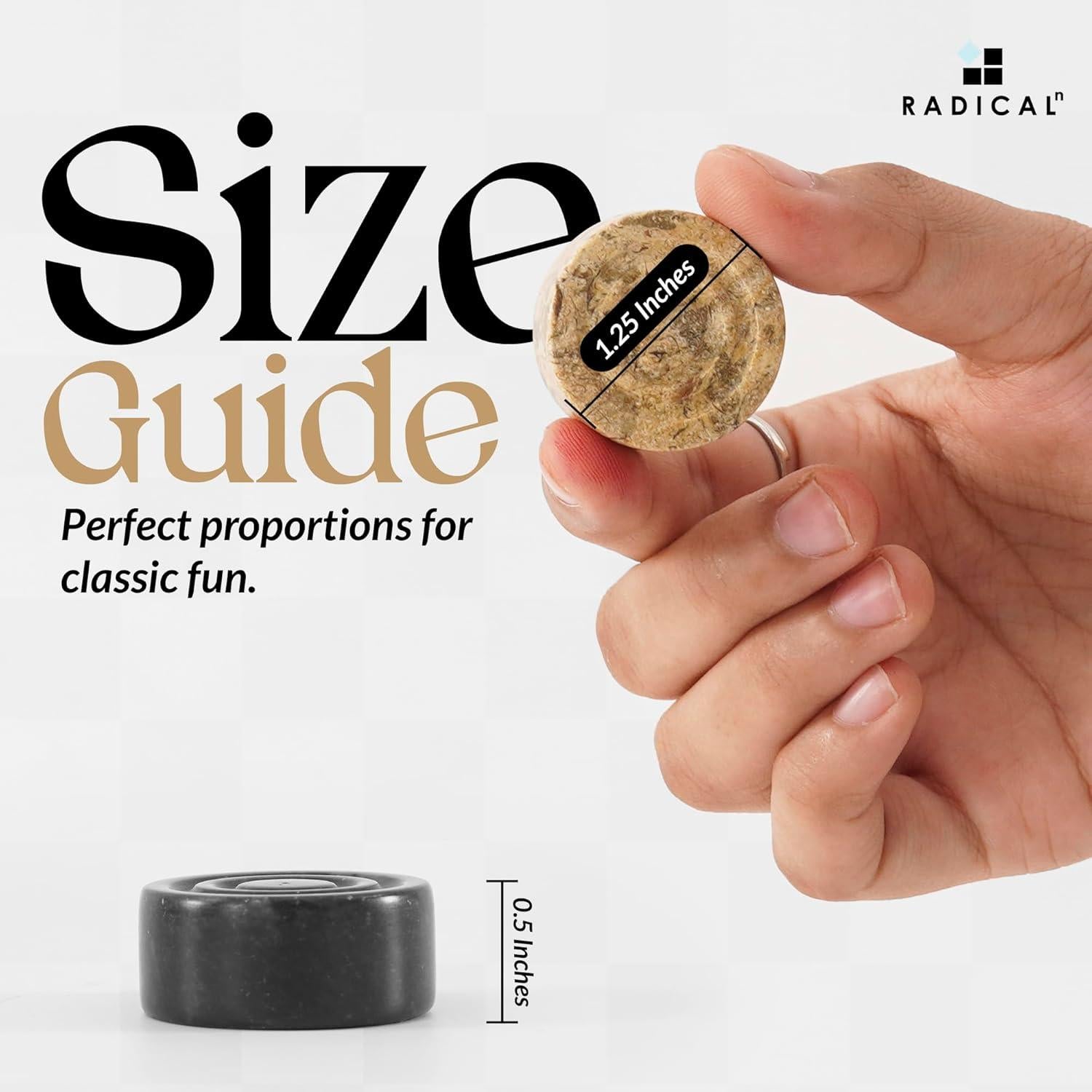 Juego de Damas de Mármol Radicaln 32 Piezas Negro y Coral