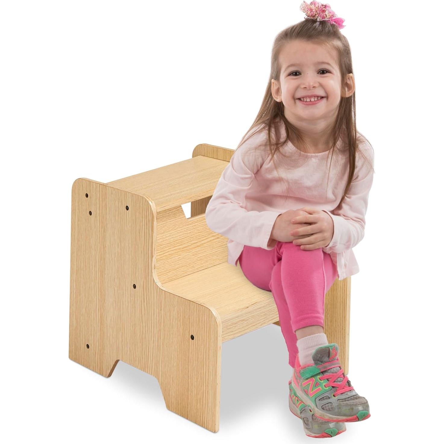 Taburete de Madera para Niños Melissa & Doug - Natural 2 Escalones