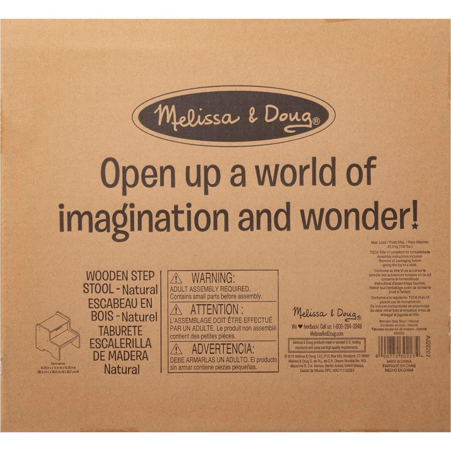 Taburete de Madera para Niños Melissa & Doug - Natural 2 Escalones