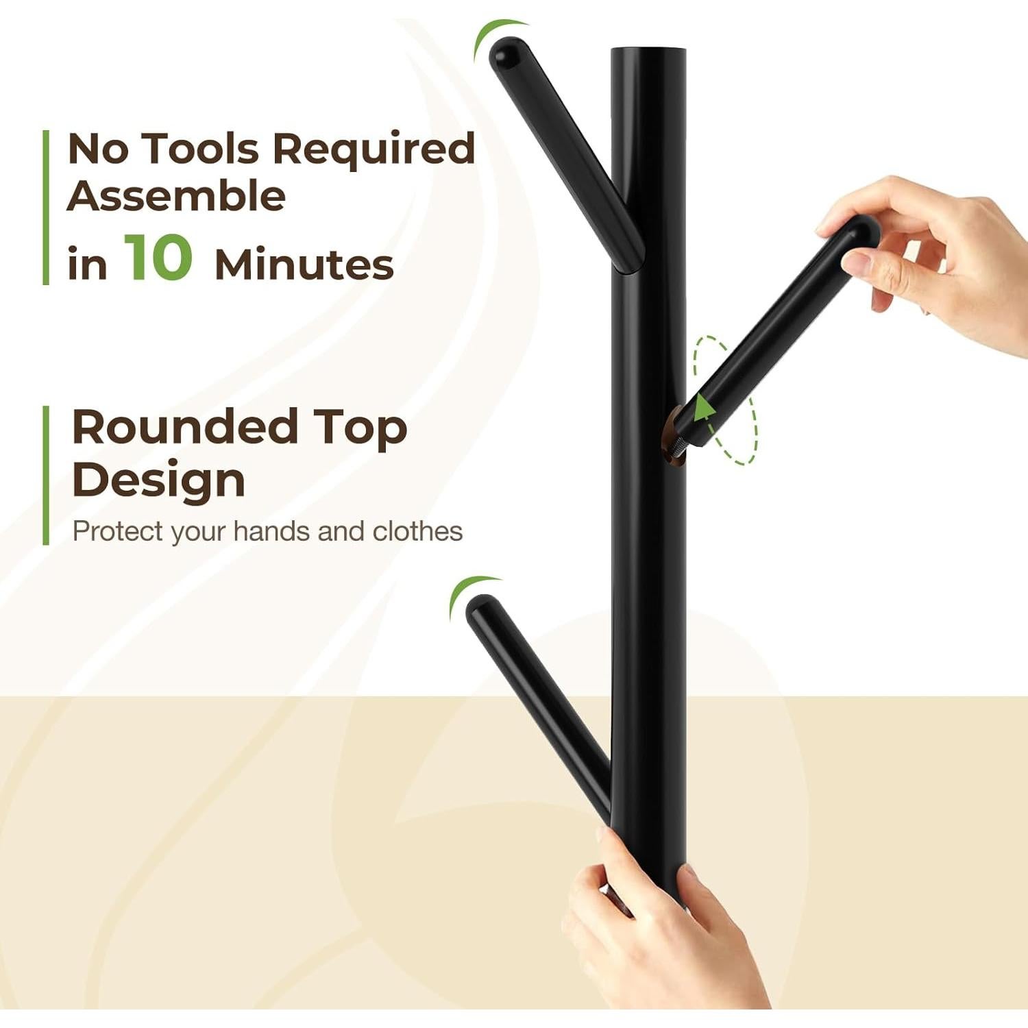 Perchero de Madera Independiente Greenstell con 8 Ganchos 184.4 cm