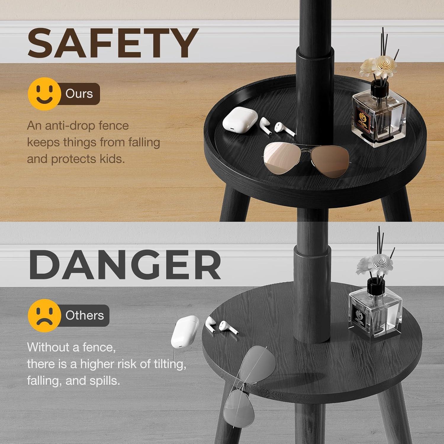 Perchero de Madera Independiente Greenstell con 8 Ganchos 184.4 cm