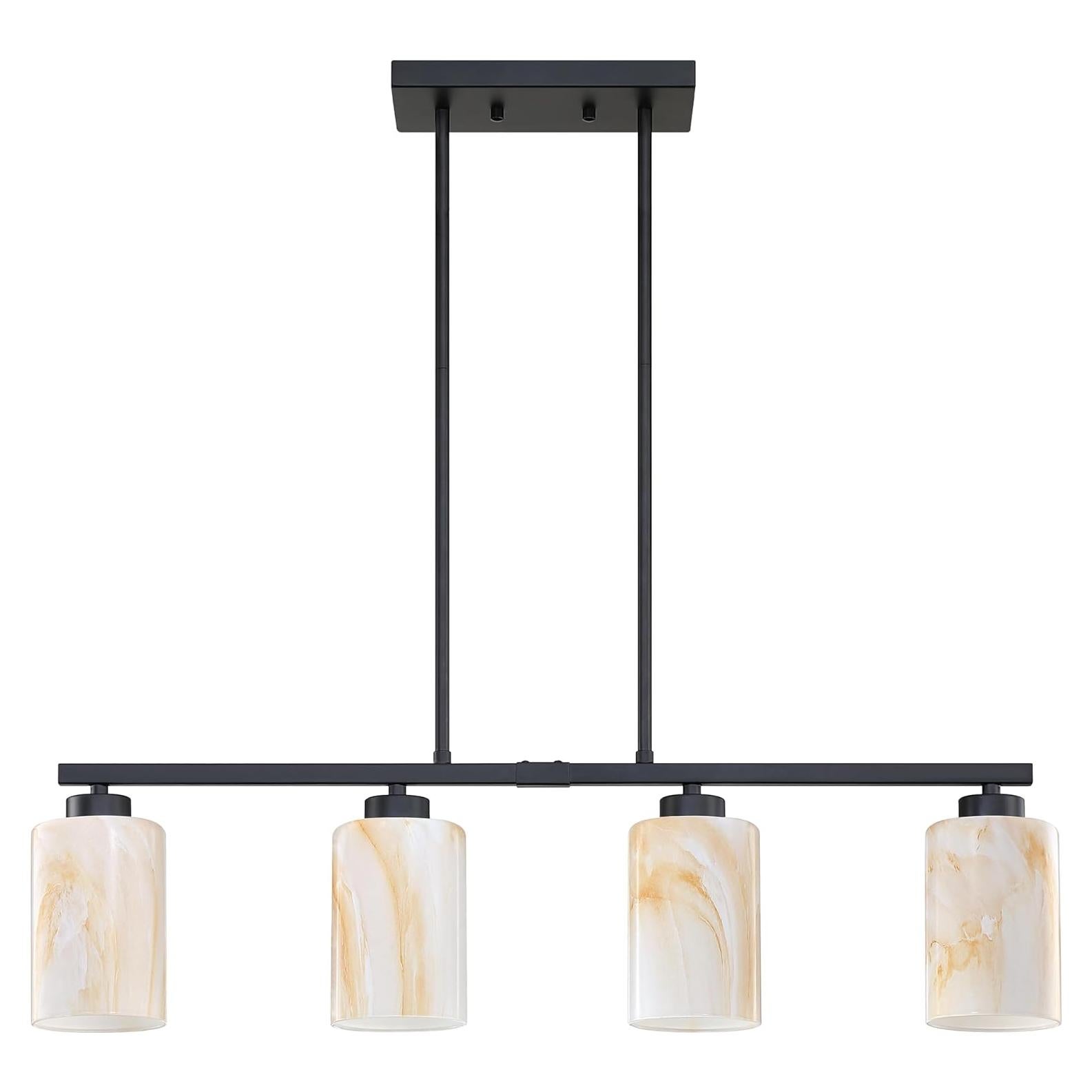 Lámpara colgante RAINLIGHTING 4 luces negro cristal 78.74cm