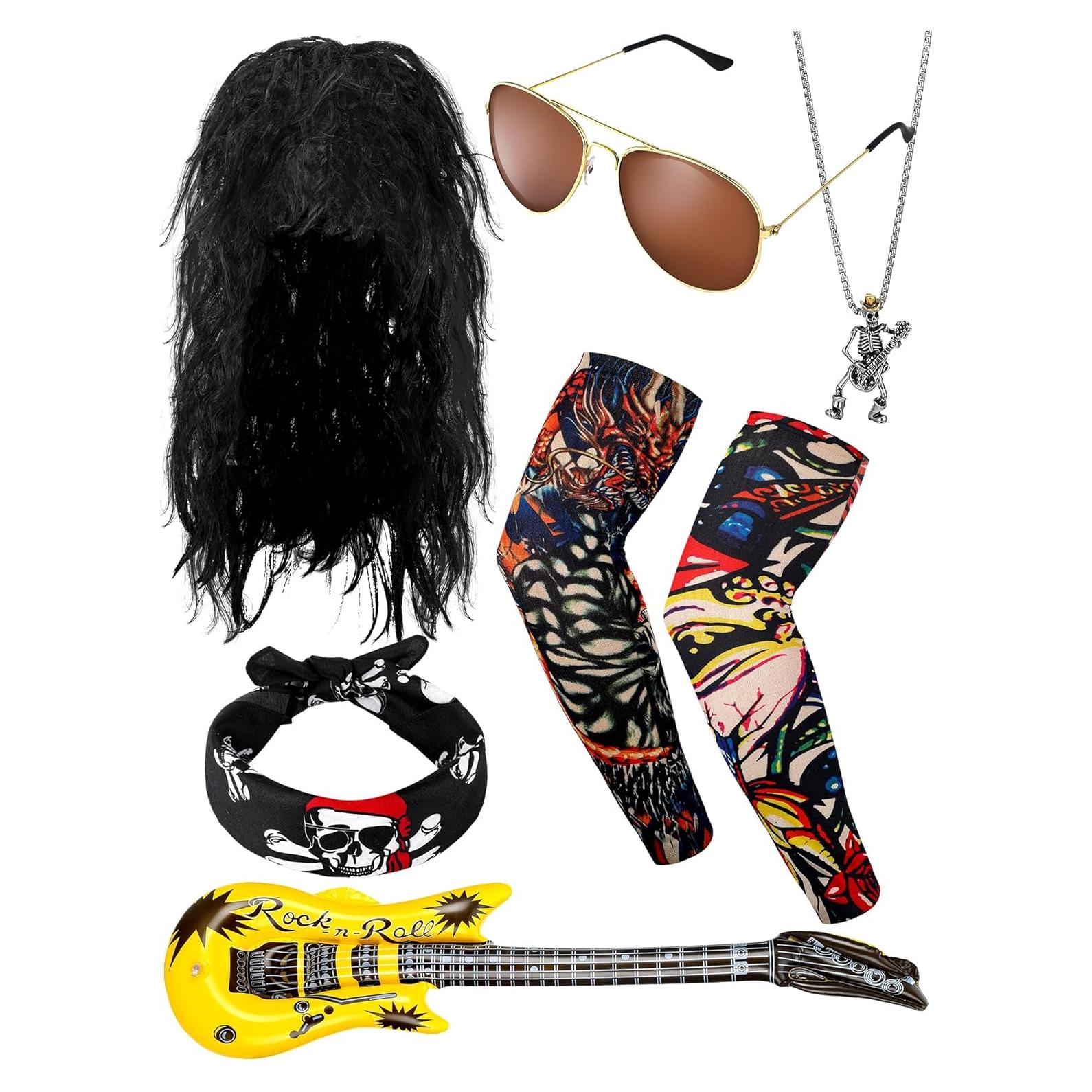 Conjunto Disfraz Rockero 80s Mepase - 9 Piezas Halloween