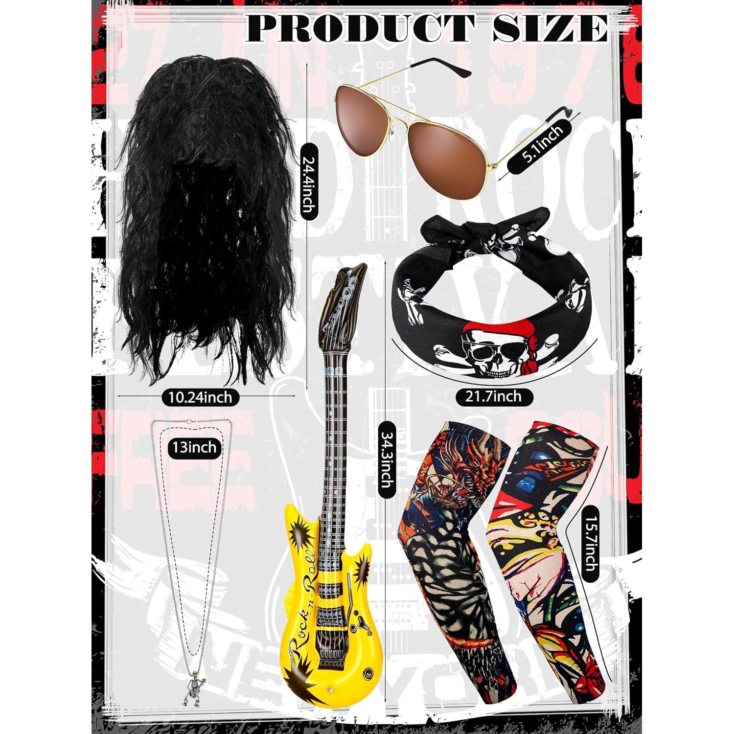 Conjunto Disfraz Rockero 80s Mepase - 9 Piezas Halloween