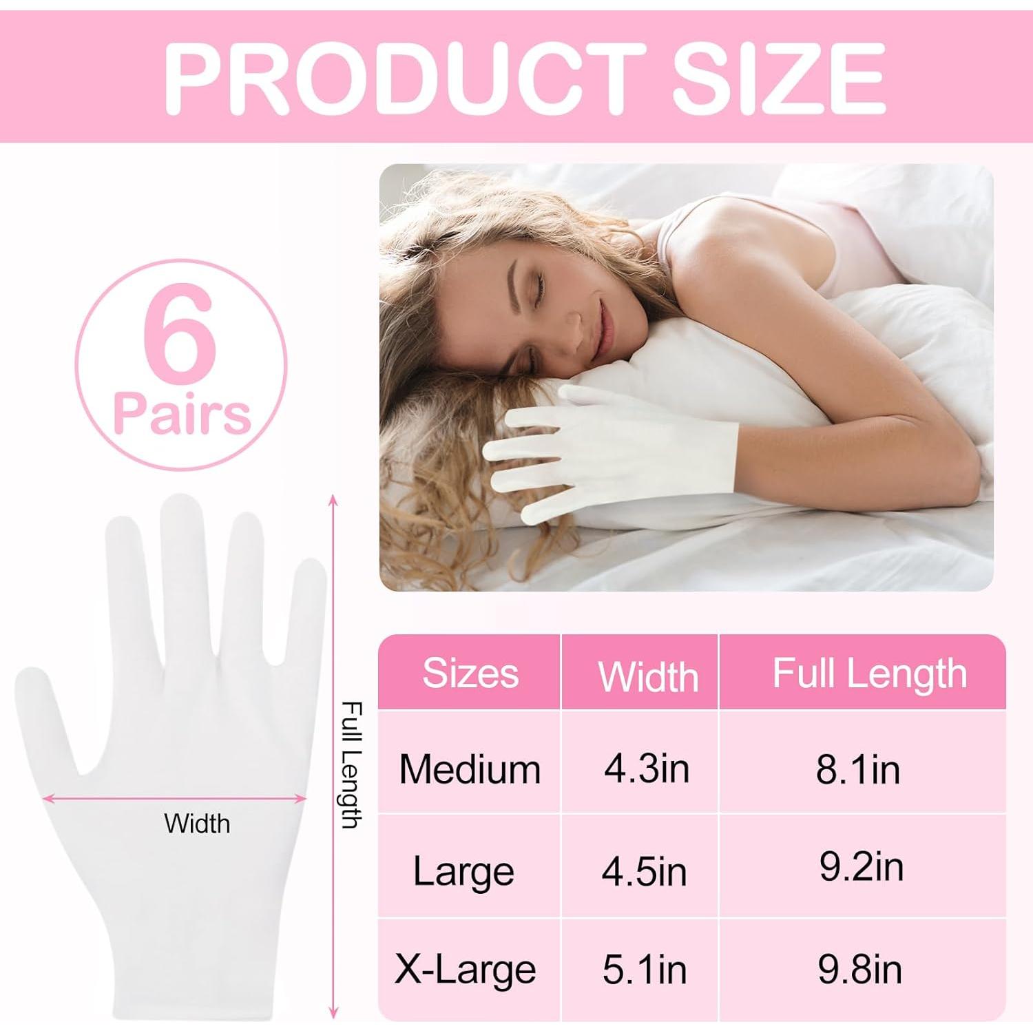 Guantes de Algodón Hidratantes Zealor - 6 Pares Medianos