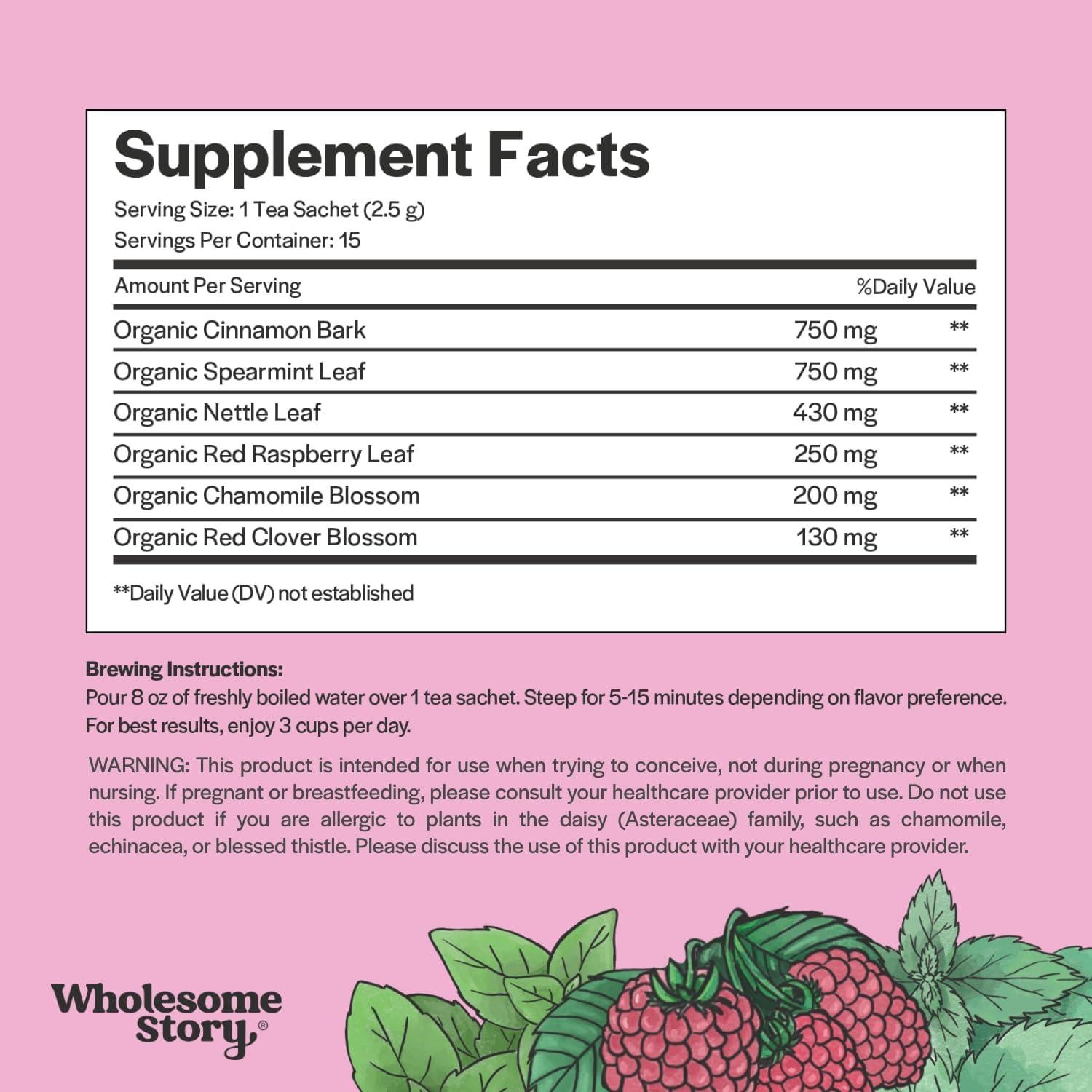 Té Orgánico de Fertilidad Wholesome Story - 15 Bolsitas Biodegradables