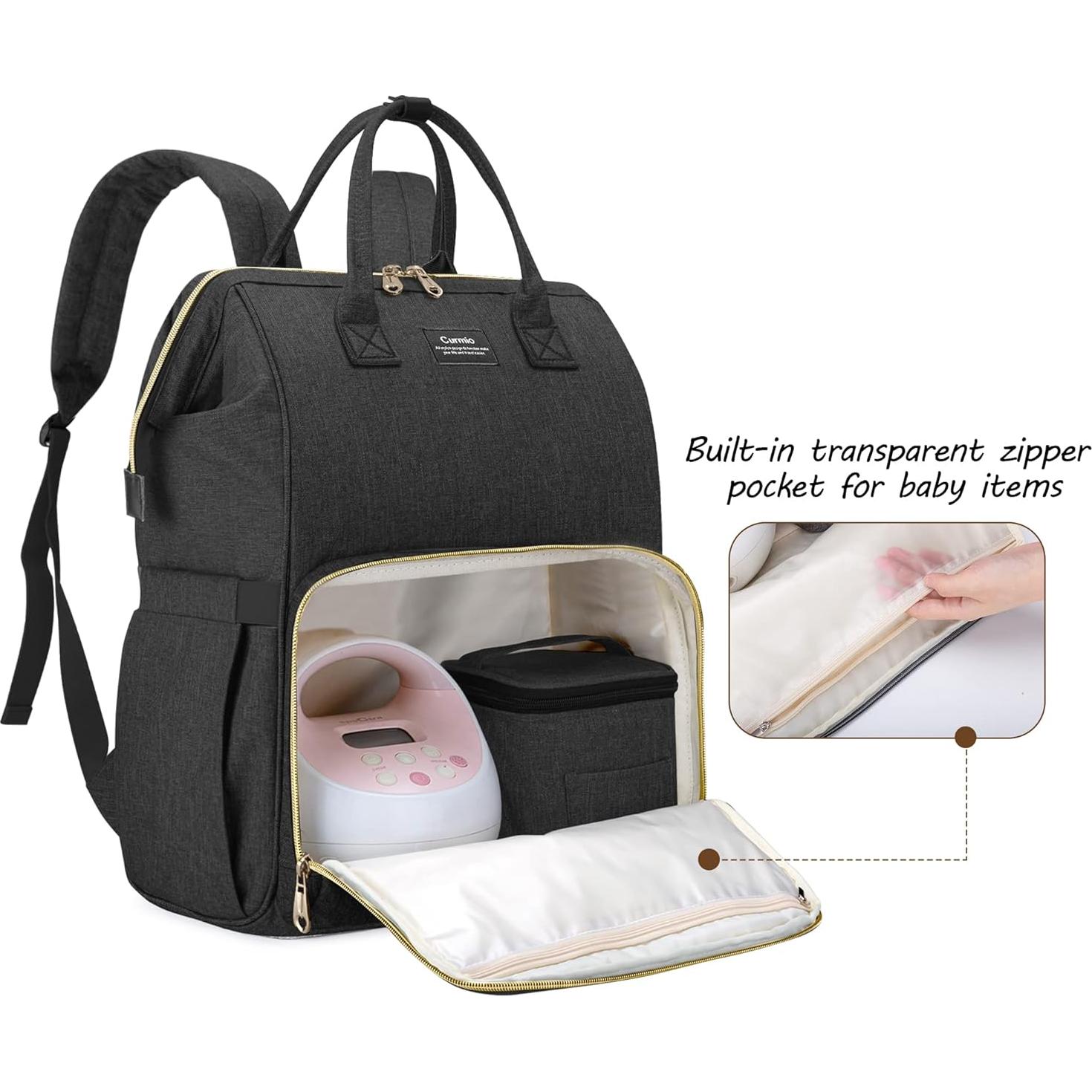 Mochila CURMIO para Extractor de Leche Negra 34L con Compartimentos