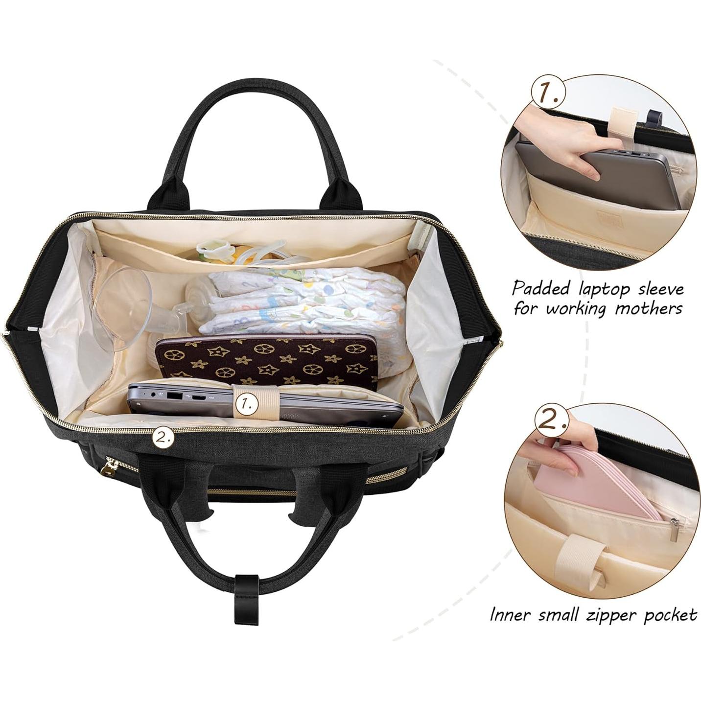 Mochila CURMIO para Extractor de Leche Negra 34L con Compartimentos