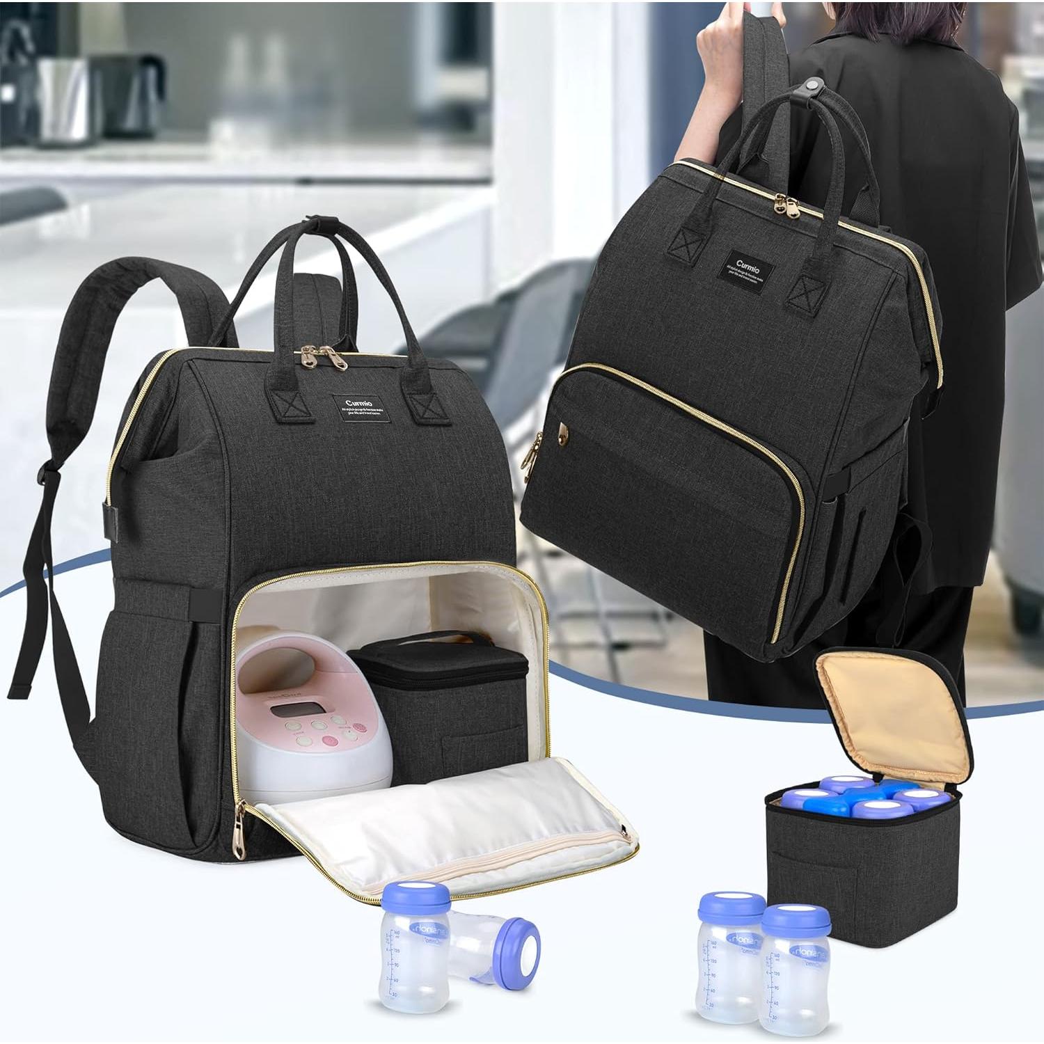 Mochila CURMIO para Extractor de Leche Negra 34L con Compartimentos
