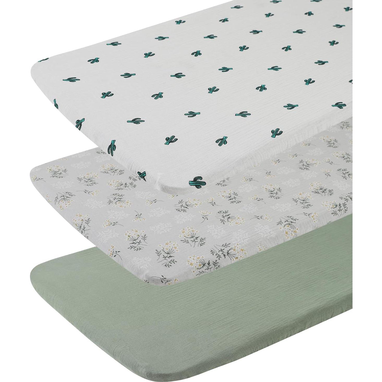 Sábanas de Muselina Onacosht para Cuna Estándar 100% Algodón