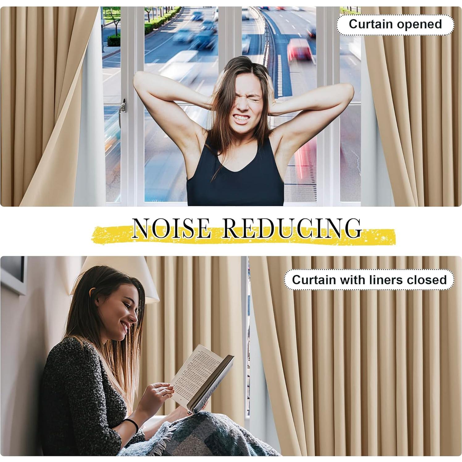 Forros de Cortina Opaca NICETOWN 2 Paneles 27x40 cm Blanco