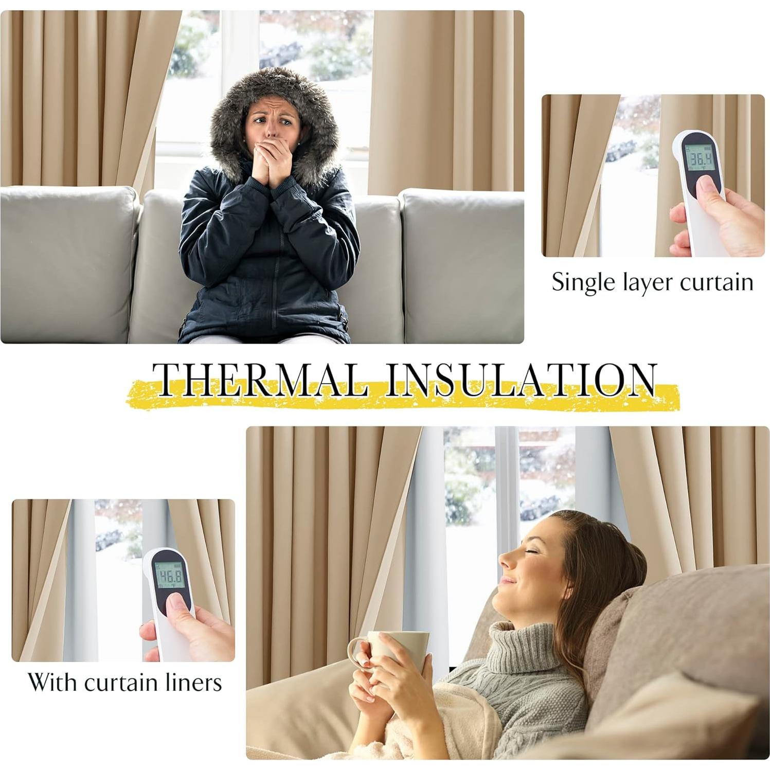 Forros de Cortina Opaca NICETOWN 2 Paneles 27x40 cm Blanco