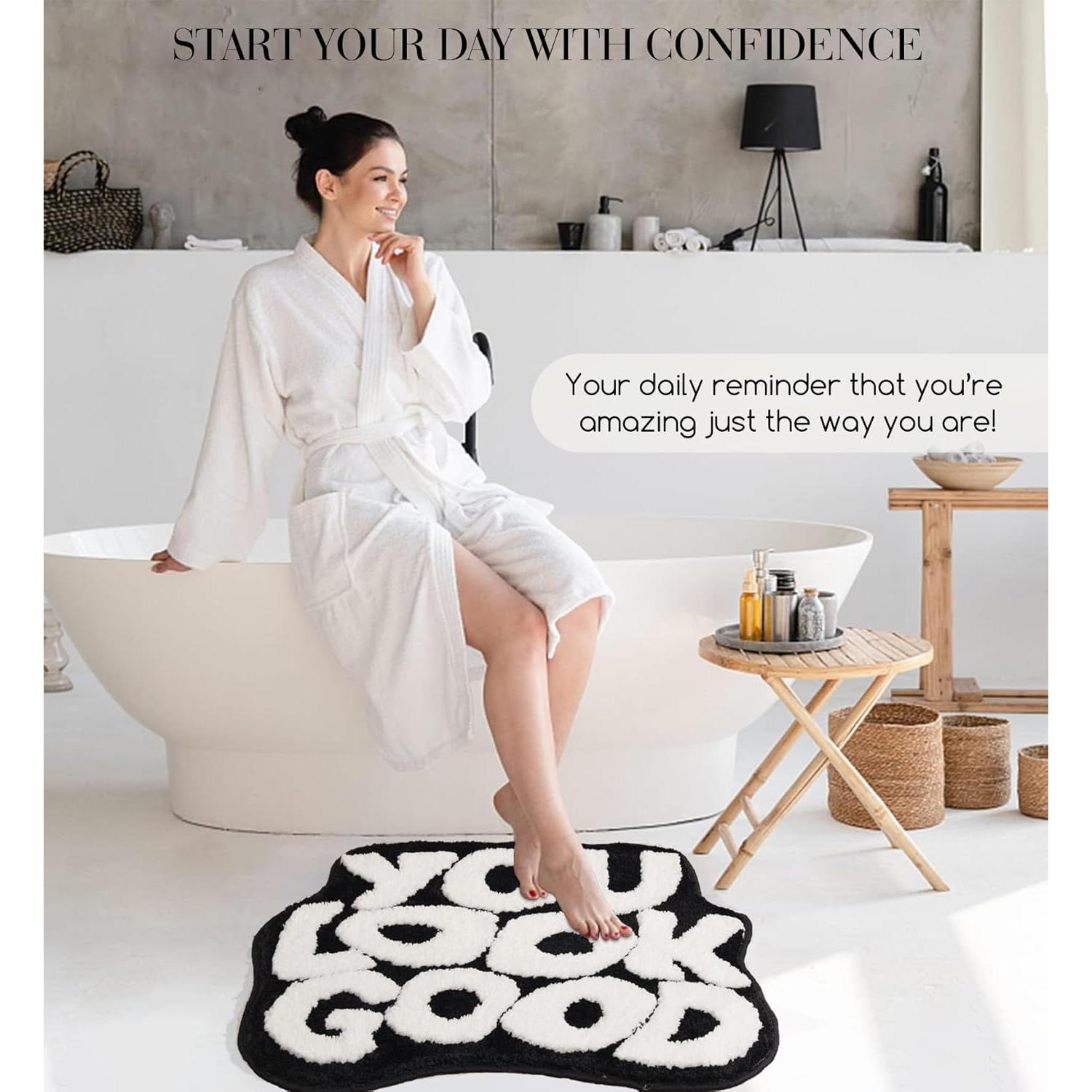 Alfombra de Baño ELDONE Te Ves Bien Negra 68.6x53.3 cm Antideslizante
