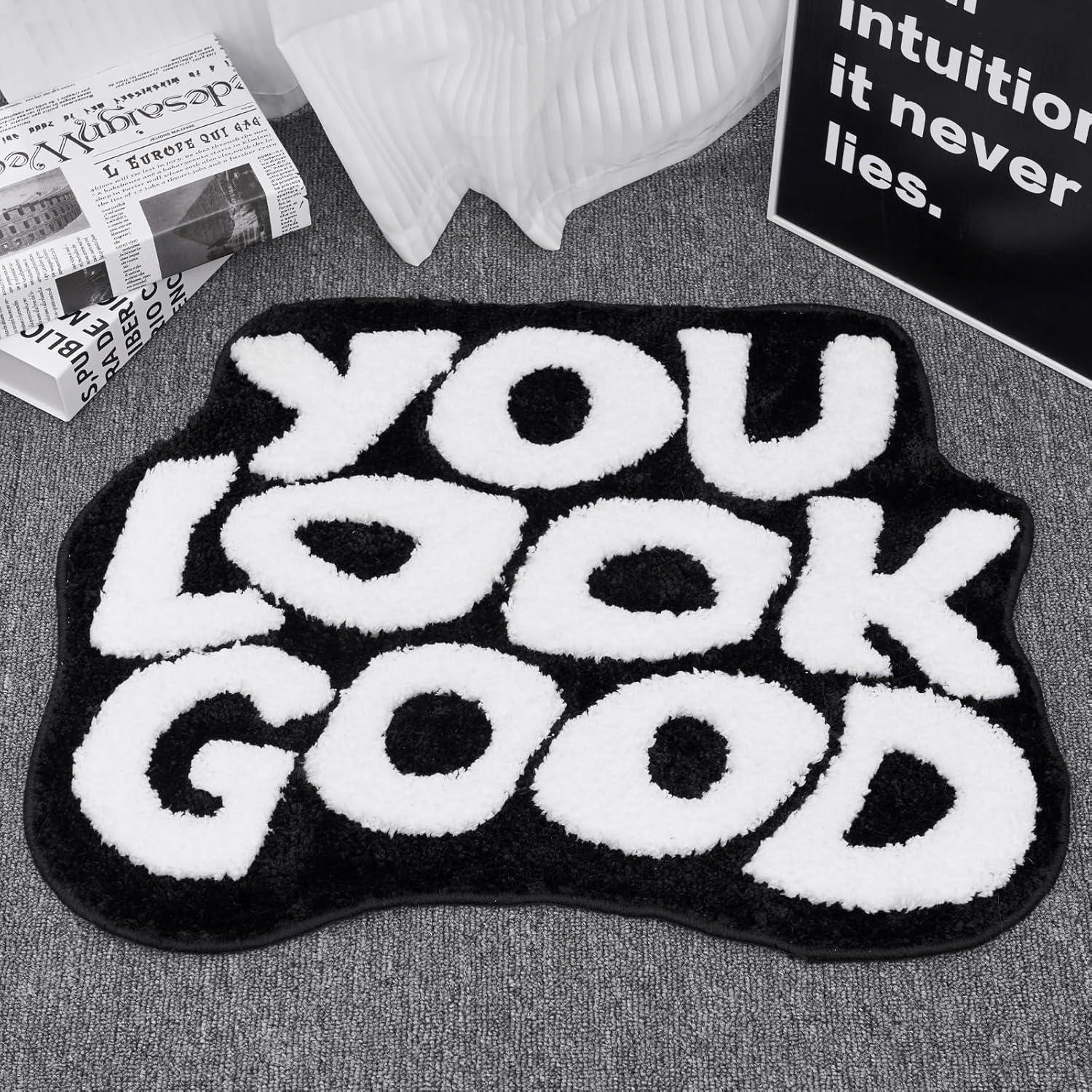 Alfombra de Baño ELDONE Te Ves Bien Negra 68.6x53.3 cm Antideslizante