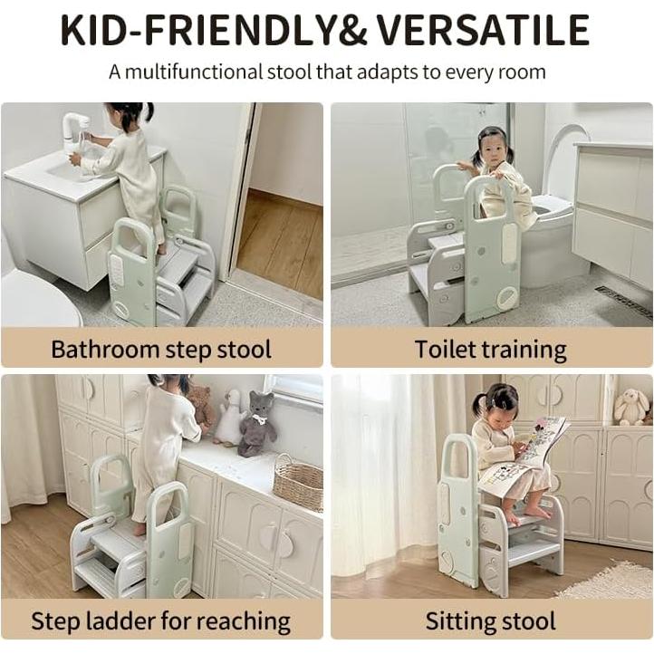 Taburete Escalón Plegable UNICOO Verde Pastel 2-en-1