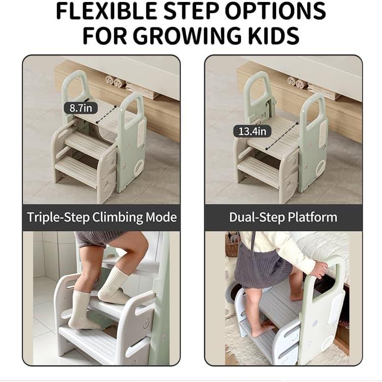 Taburete Escalón Plegable UNICOO Verde Pastel 2-en-1