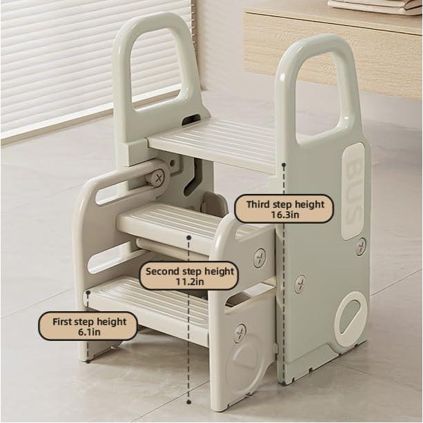 Taburete Escalón Plegable UNICOO Verde Pastel 2-en-1