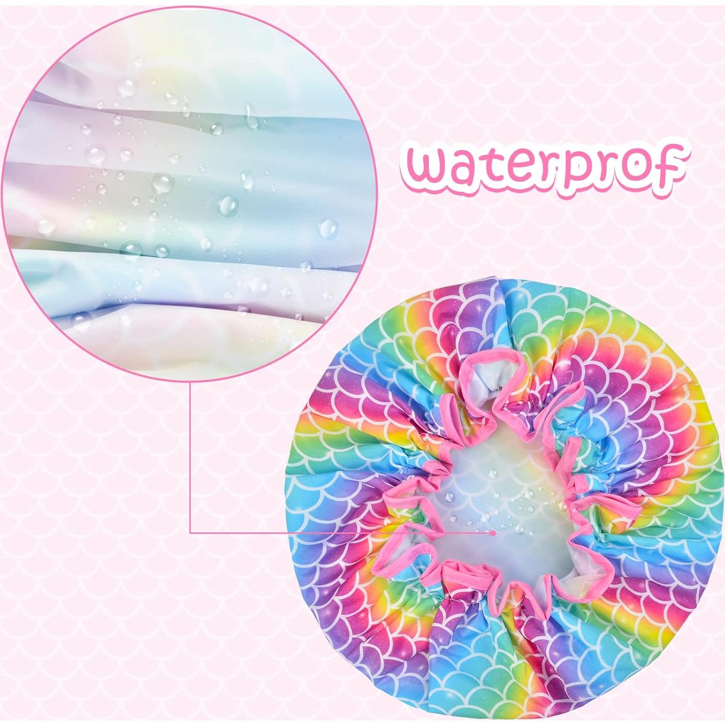 Gorro de Ducha OlyPegic para Niños 3 Pcs Impermeable Sirena