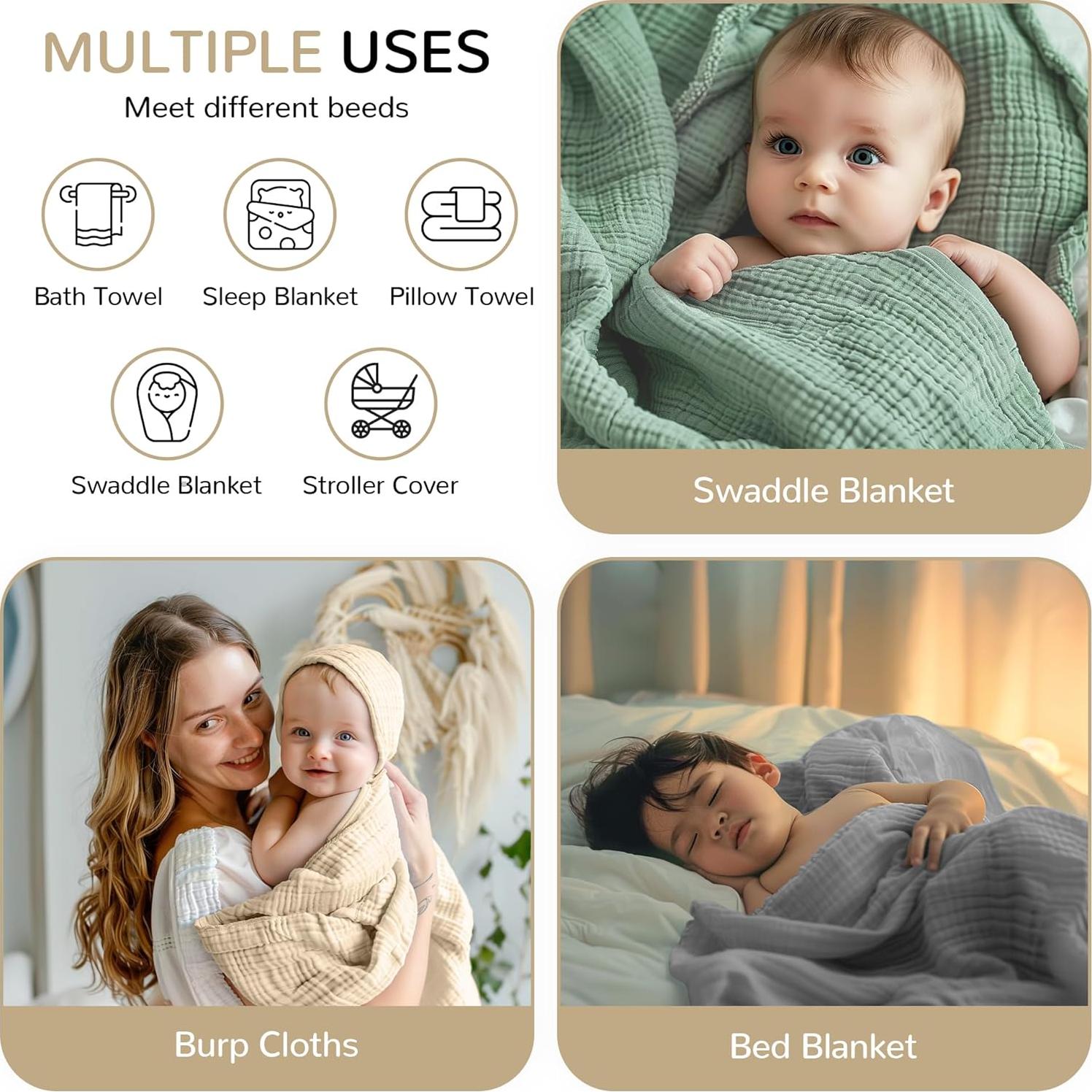 Toallas de bebé con capucha Momsnug - 3 unidades de algodón 88.9 cm