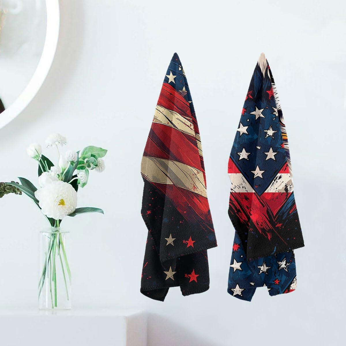 Juego de 2 Toallas de Mano HLDBS Bandera Americana 36x72 cm