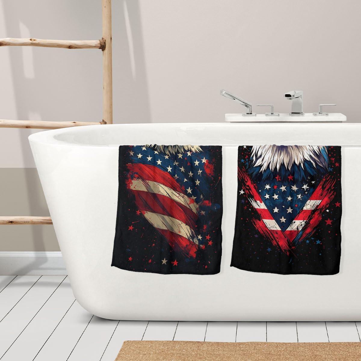 Juego de 2 Toallas de Mano HLDBS Bandera Americana 36x72 cm