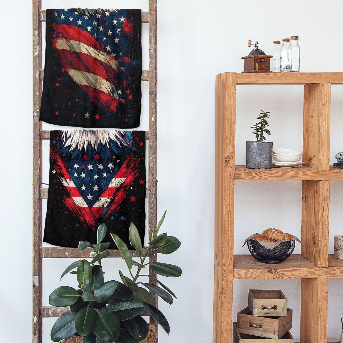 Juego de 2 Toallas de Mano HLDBS Bandera Americana 36x72 cm