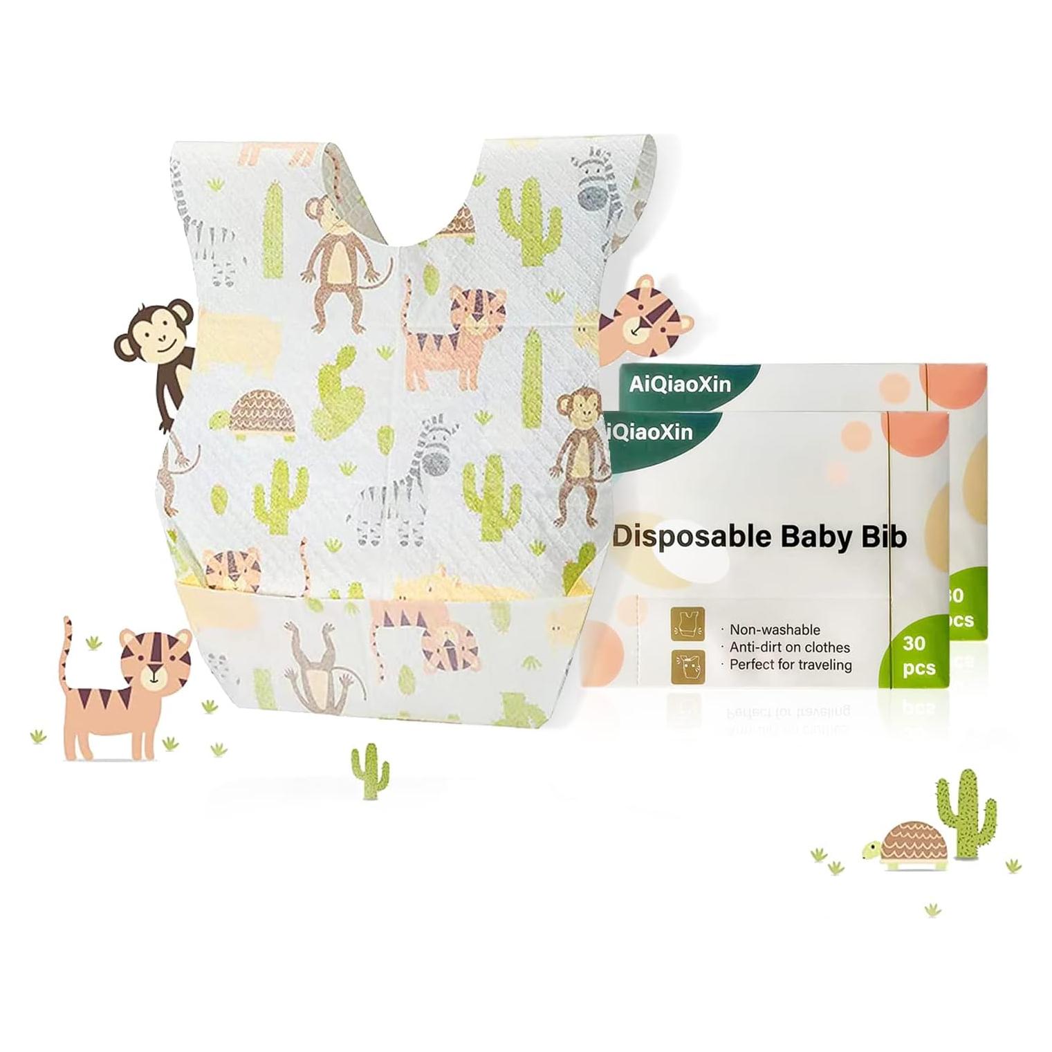 Baberos Desechables para Bebés 30 Pcs - Suaves y a Prueba de Fugas