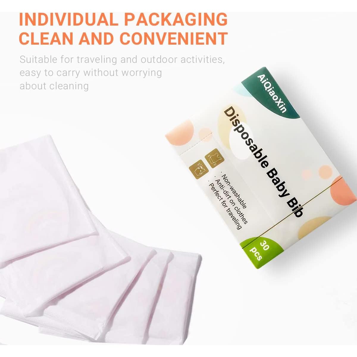 Baberos Desechables para Bebés 30 Pcs - Suaves y a Prueba de Fugas
