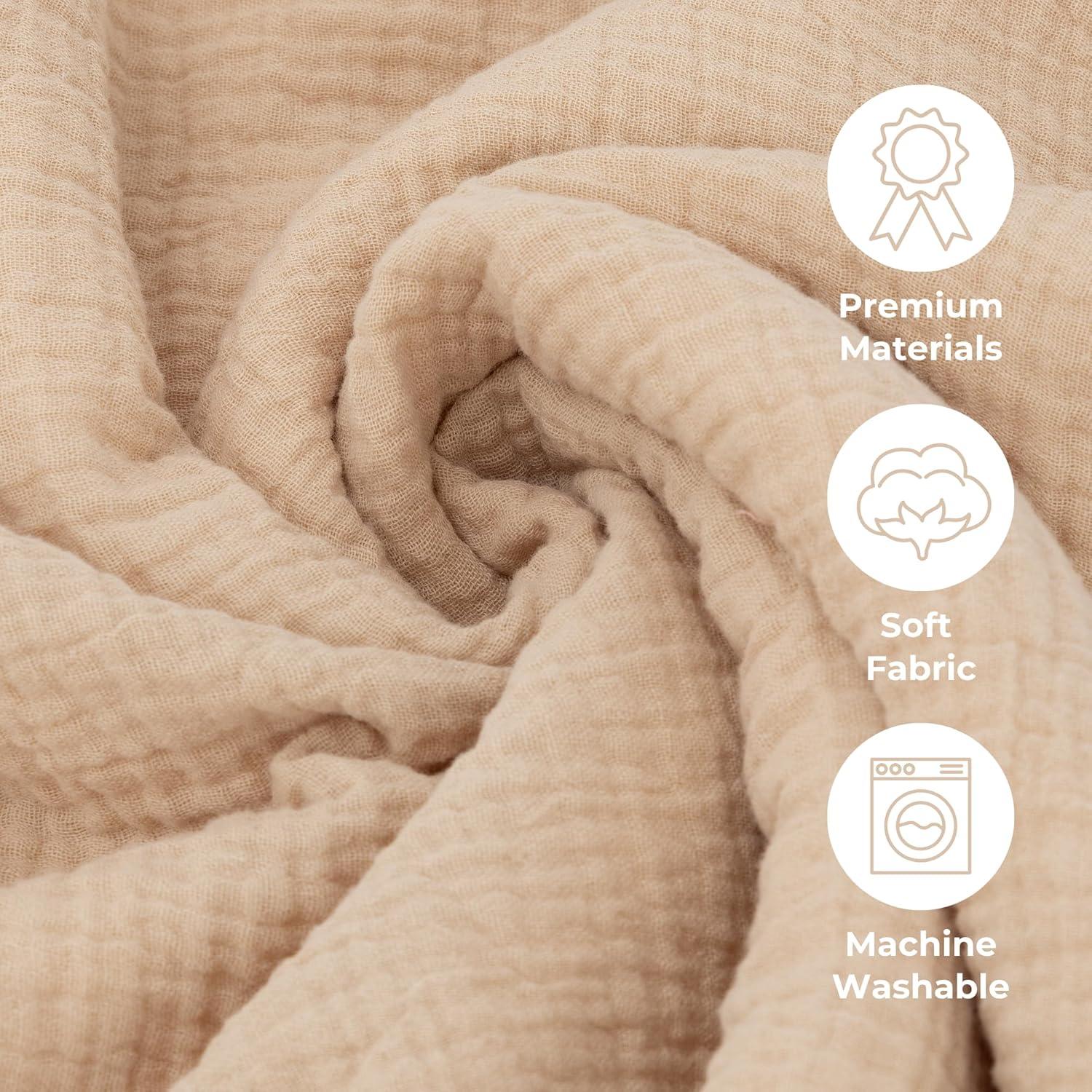 Manta de Algodón Muslín ZICOTOs Beige 88.9x69.9 cm