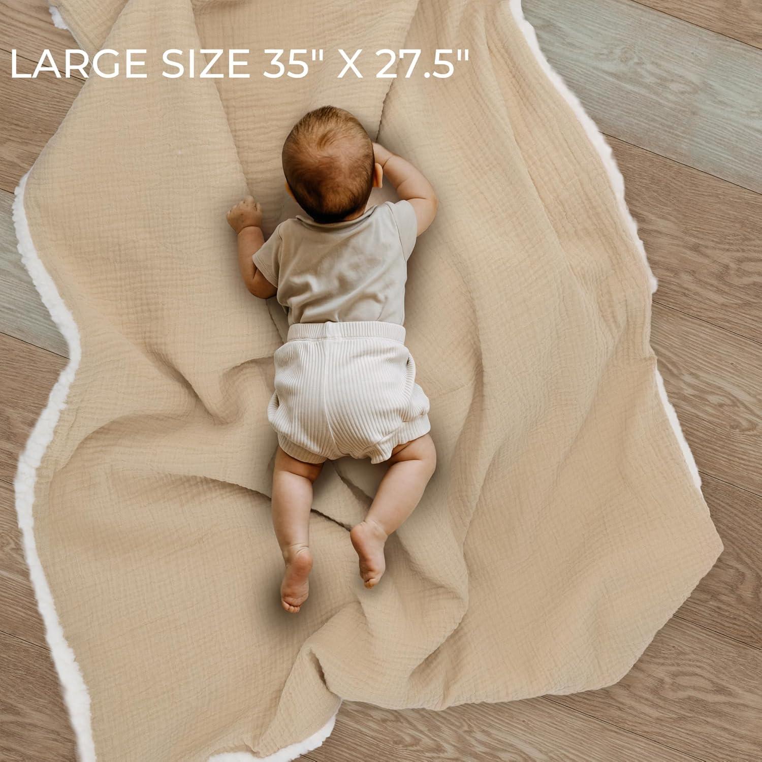 Manta de Algodón Muslín ZICOTOs Beige 88.9x69.9 cm