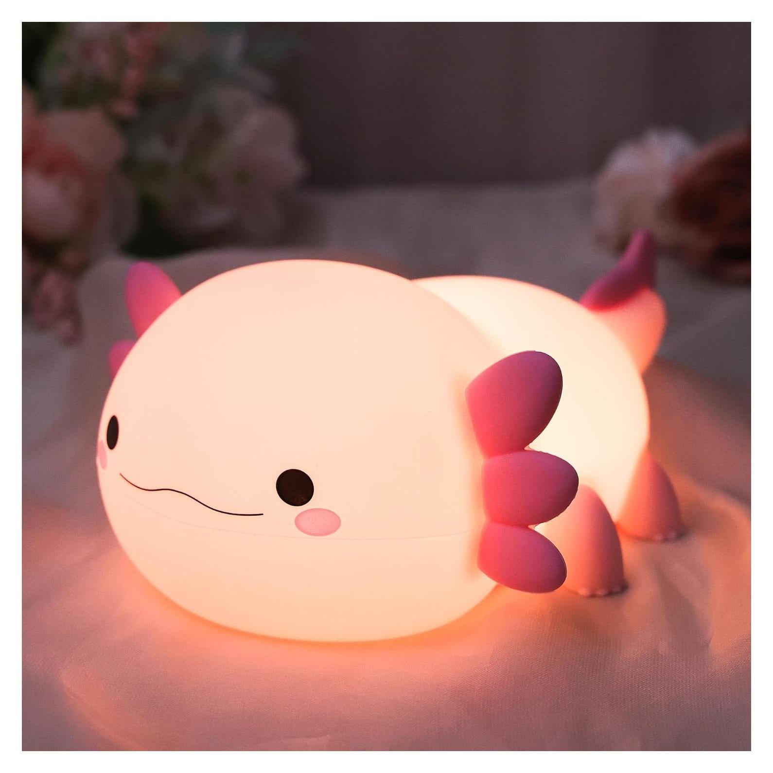 Luz Nocturna Axolote YuanDian Silicona 17cm Regalo Infantil