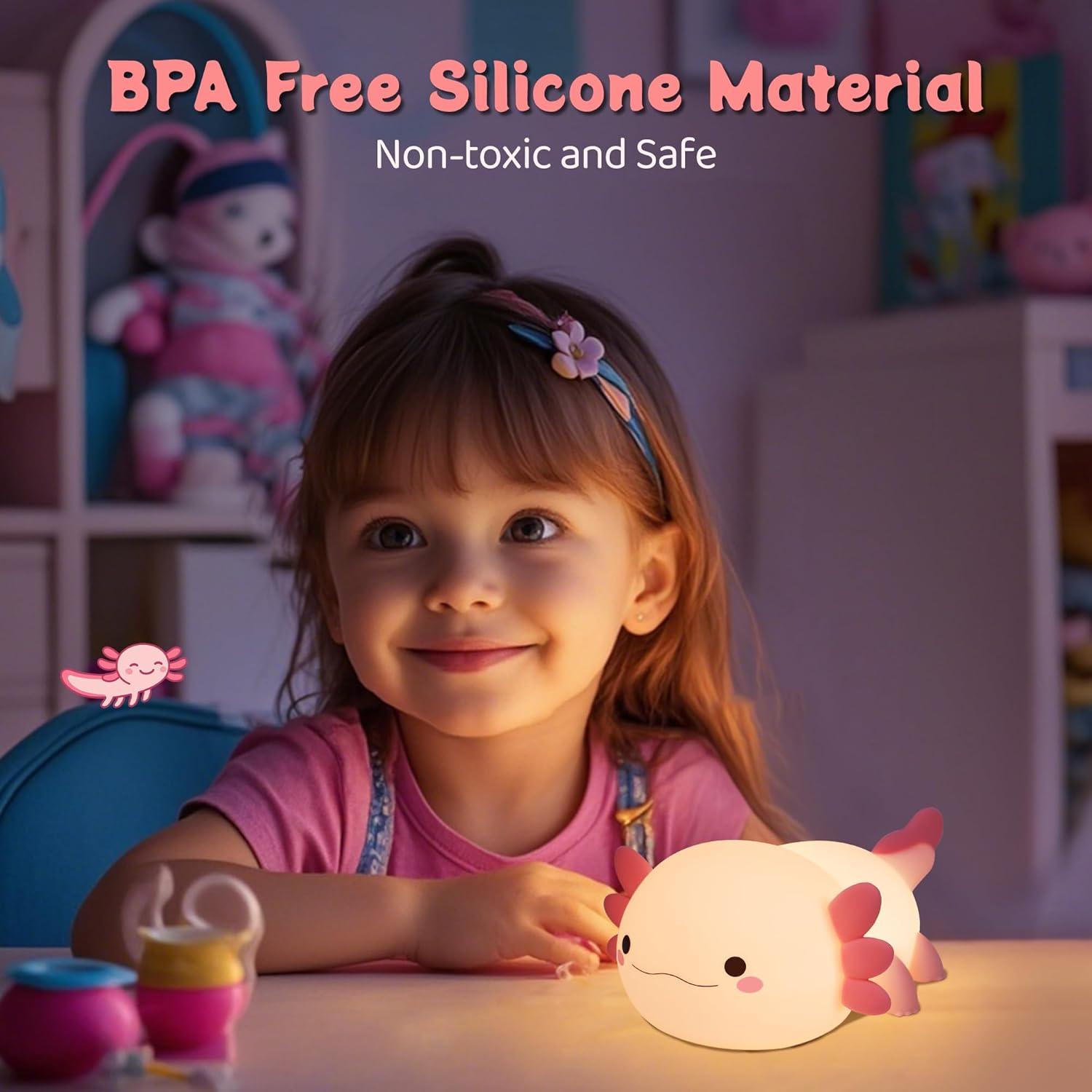 Luz Nocturna Axolote YuanDian Silicona 17cm Regalo Infantil