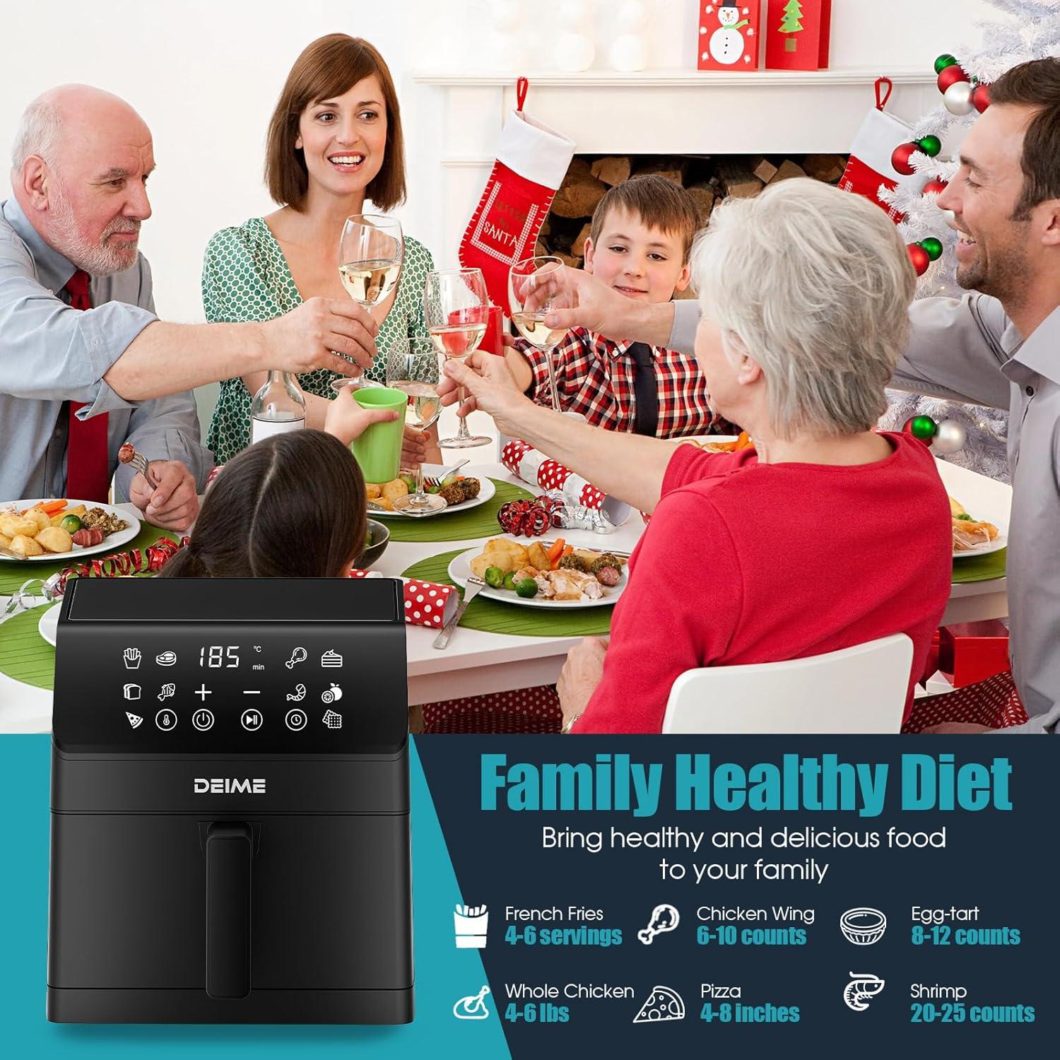 Freidora de Aire DEIME 6L 1700W 12 en 1 Antiadherente