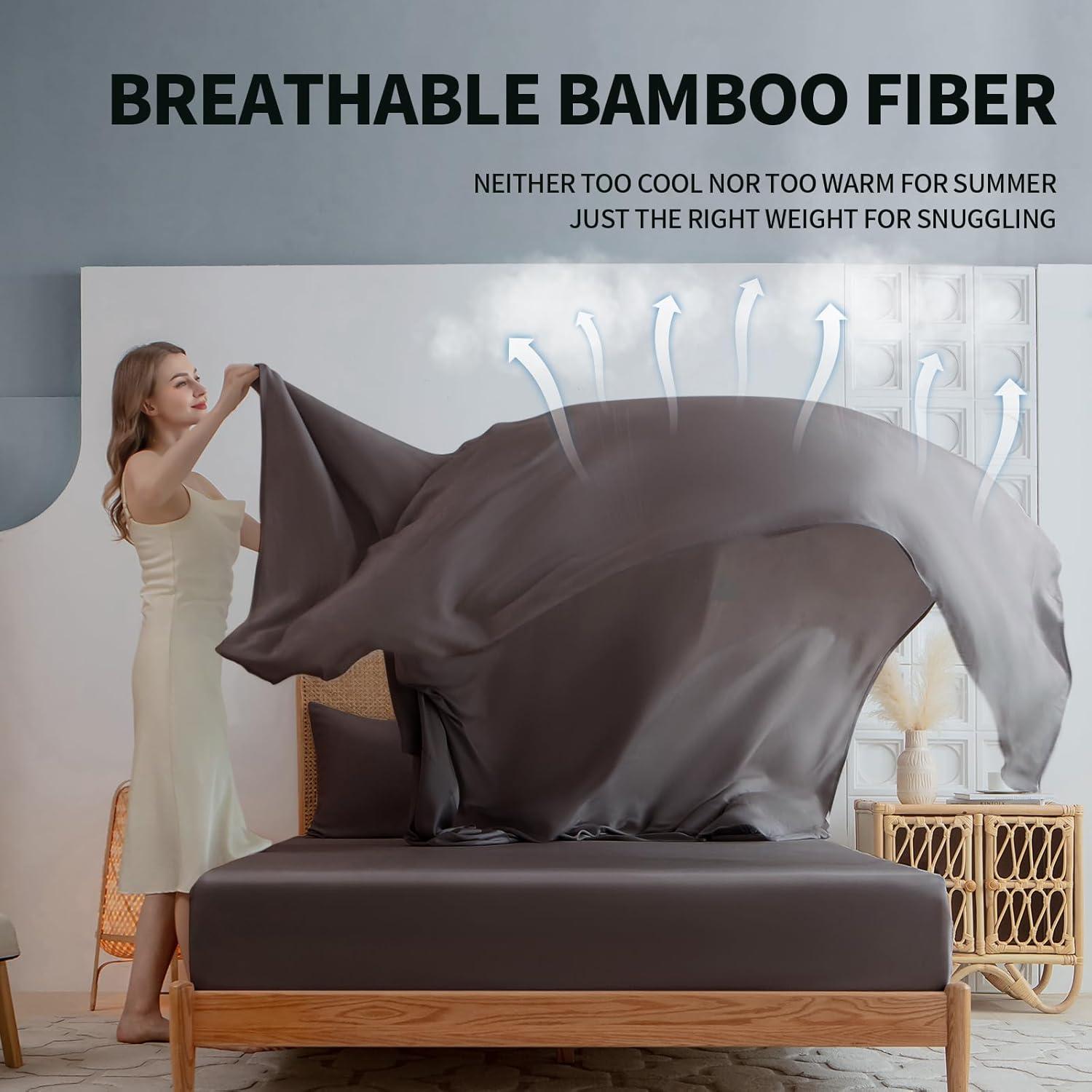 Juego de Sábanas King SilkWings 100% Viscosa Bambú 3pcs Gris