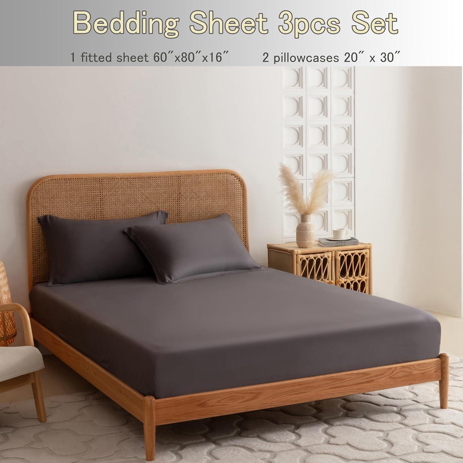 Juego de Sábanas King SilkWings 100% Viscosa Bambú 3pcs Gris