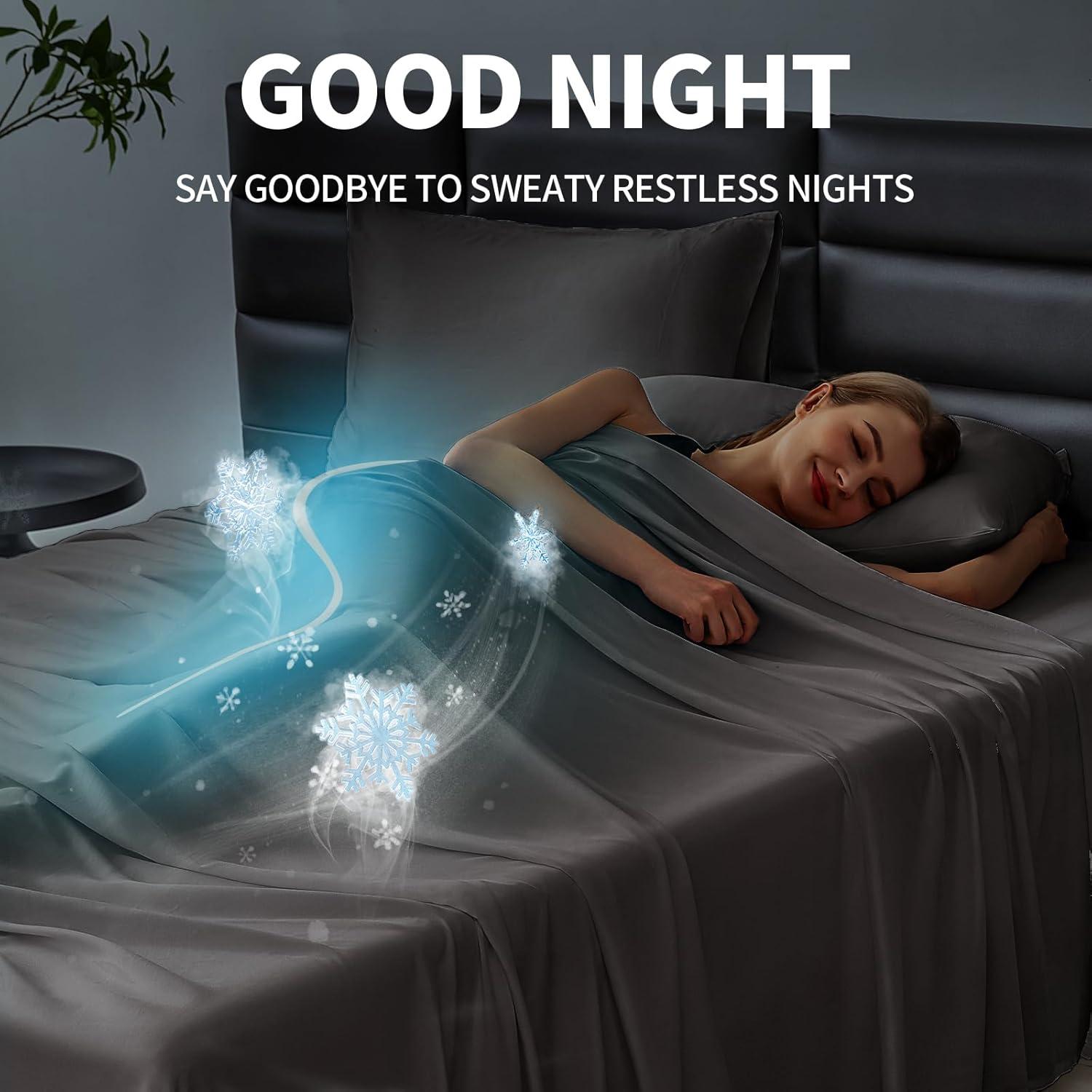 Juego de Sábanas King SilkWings 100% Viscosa Bambú 3pcs Gris