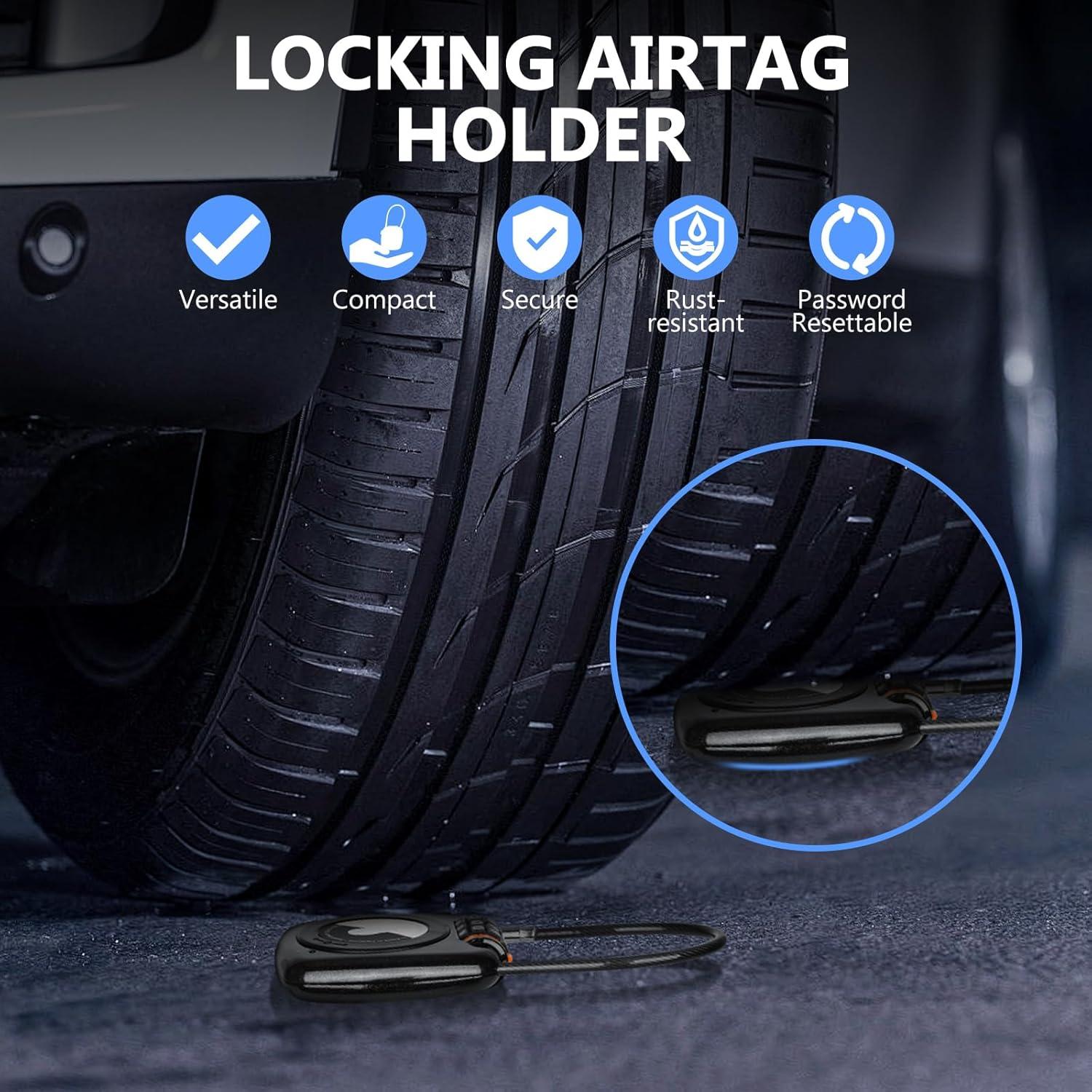 Candado de Combinación TUXON para AirTag - Negro, 3 Dígitos