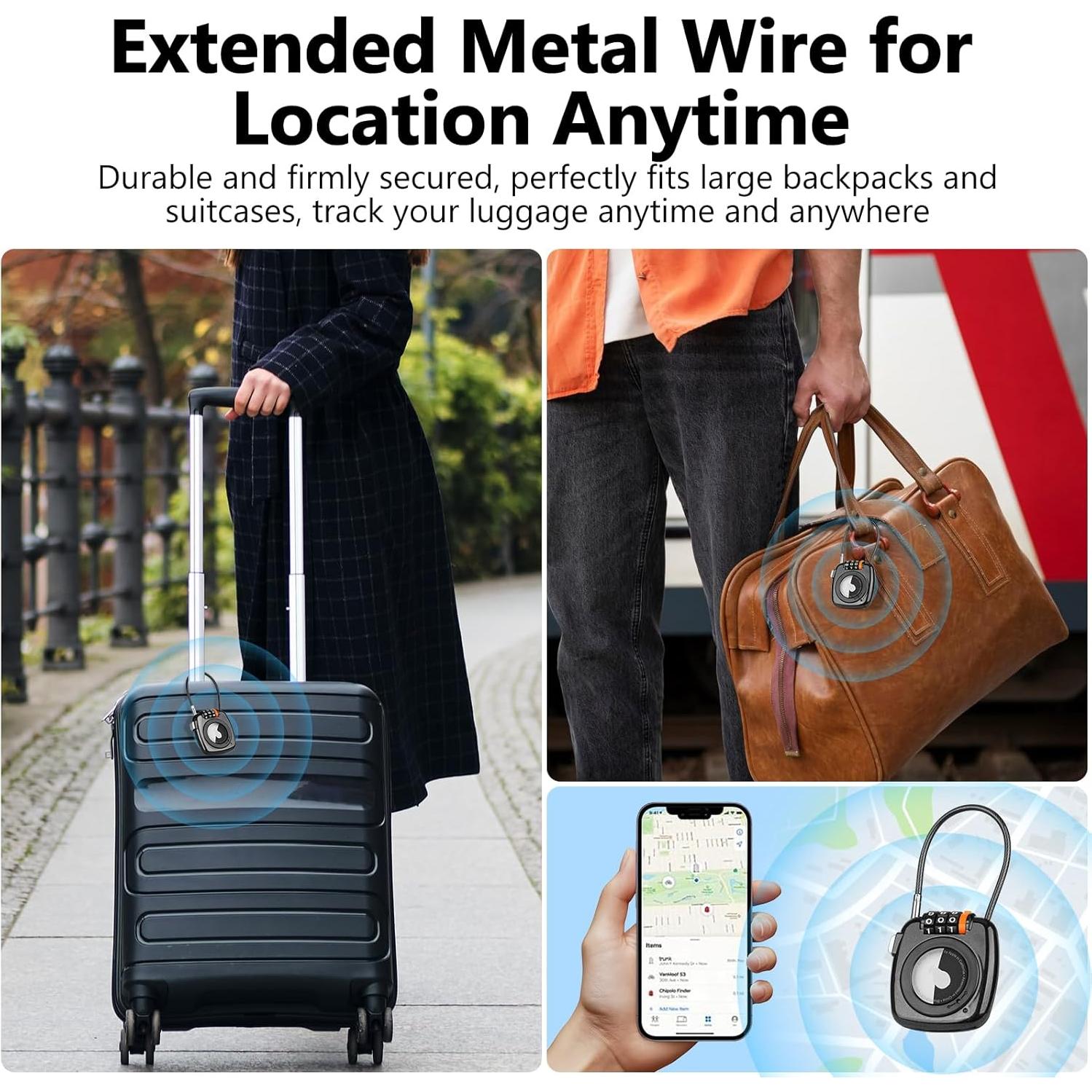 Candado de Combinación TUXON para AirTag - Negro, 3 Dígitos