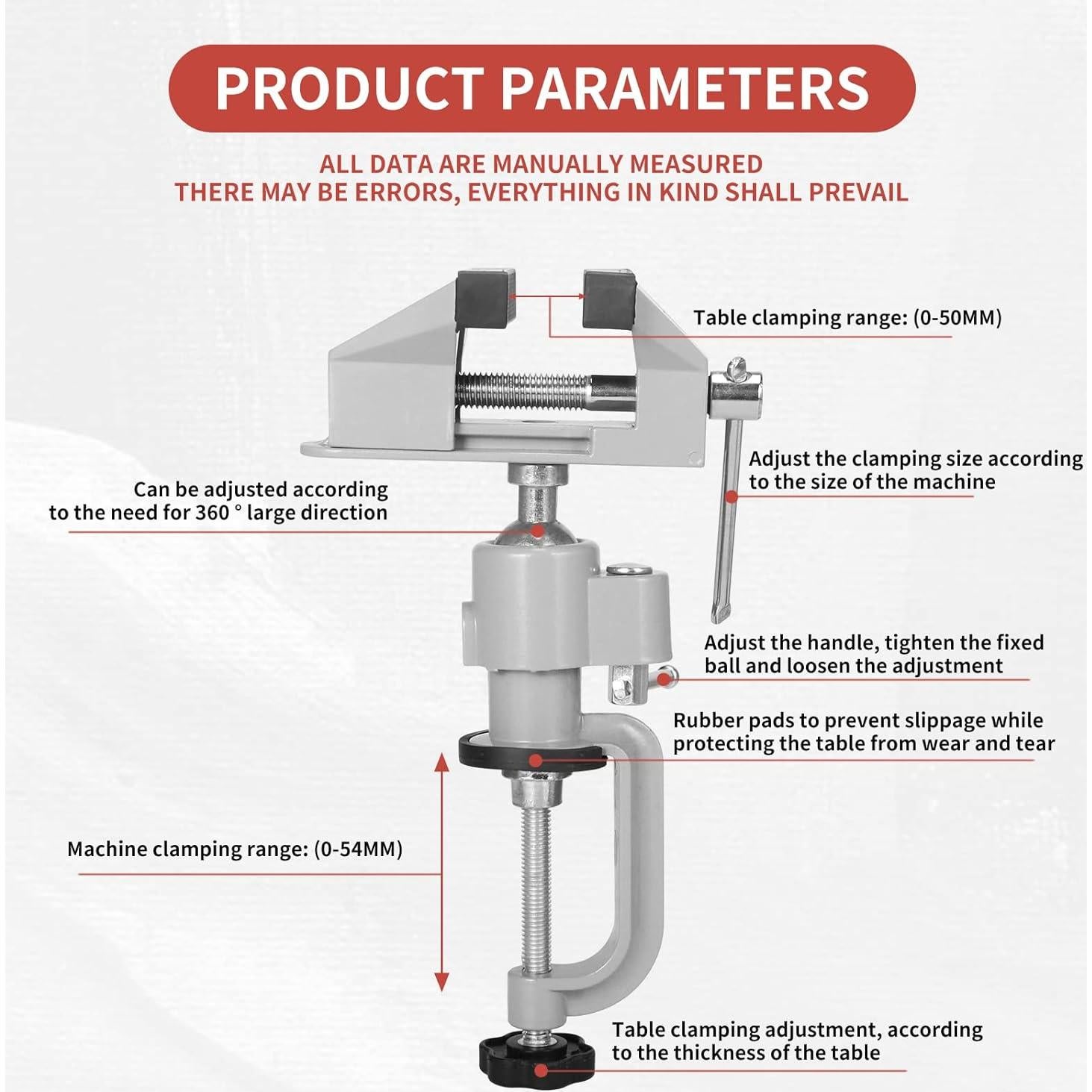 Morsa Universal Giratoria 3" Baiwen 360° Inclinación 45°