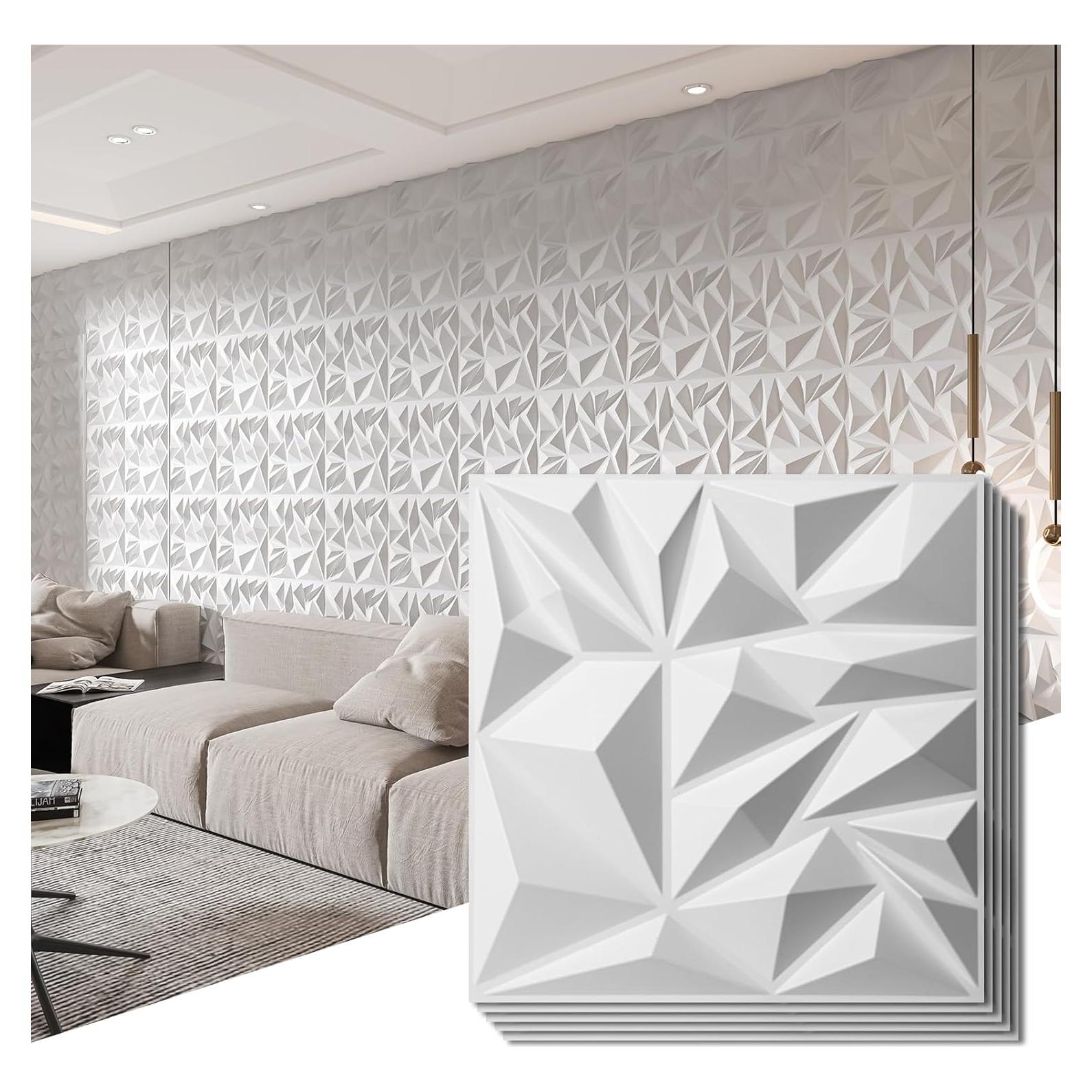 Paneles de Pared 3D Art3d 33 Piezas 30.48x30.48 cm Blanco