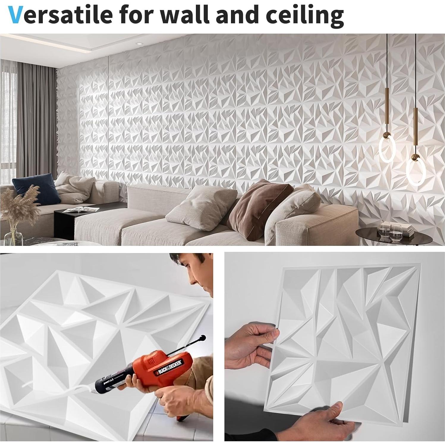 Paneles de Pared 3D Art3d 33 Piezas 30.48x30.48 cm Blanco